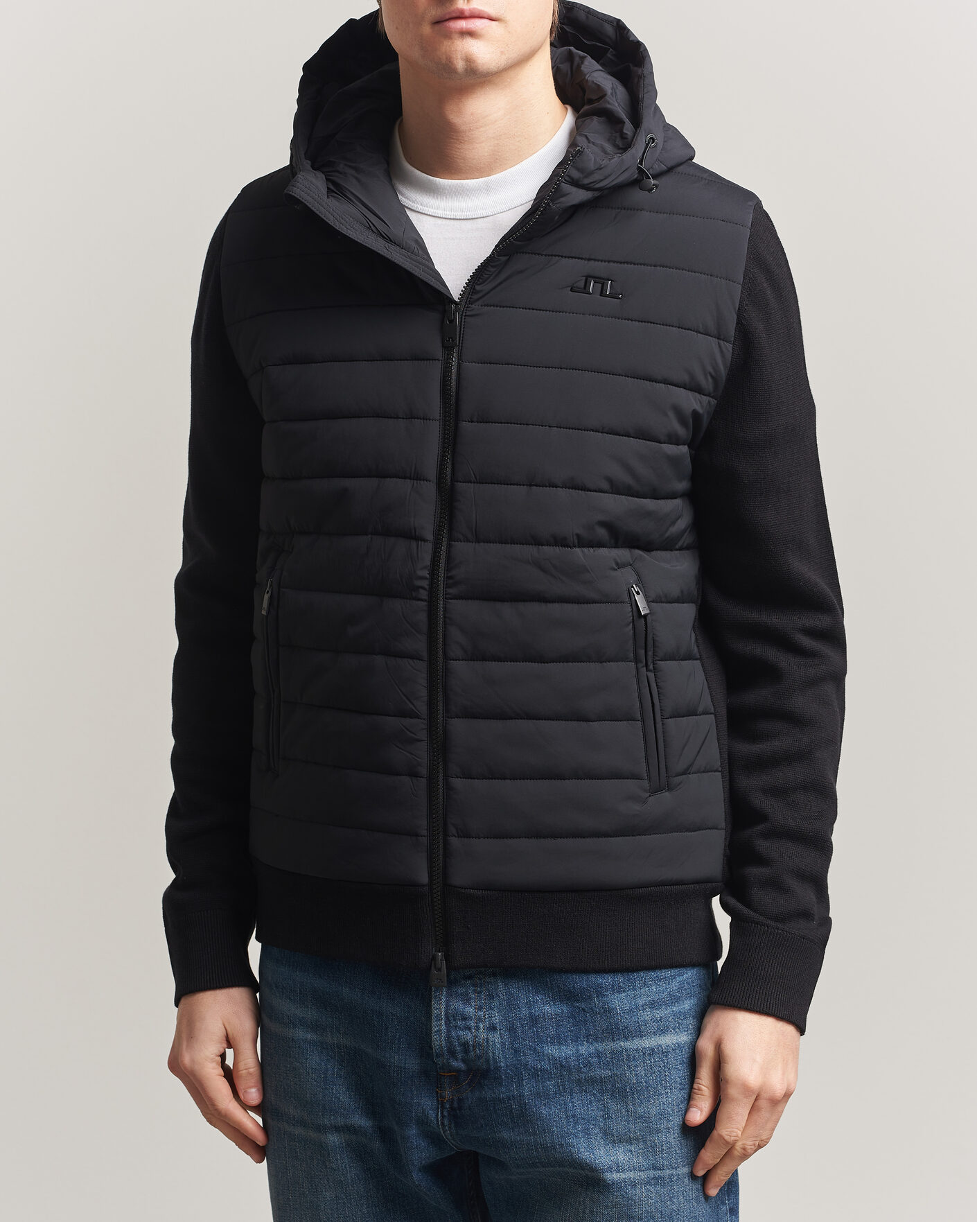 Hombres | Abrigos y chaquetas | J.Lindeberg | Ebbe Hybrid Knit Hoodie Black