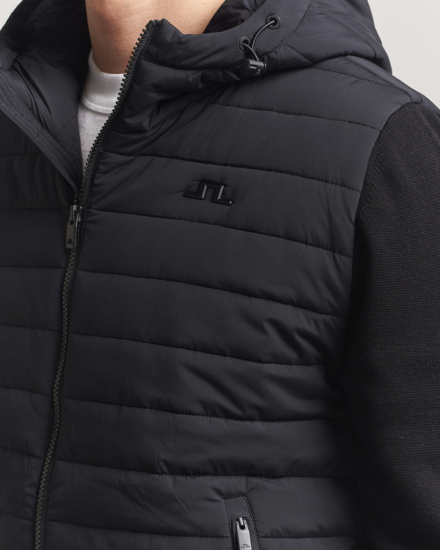 Hombres | Abrigos y chaquetas | J.Lindeberg | Ebbe Hybrid Knit Hoodie Black