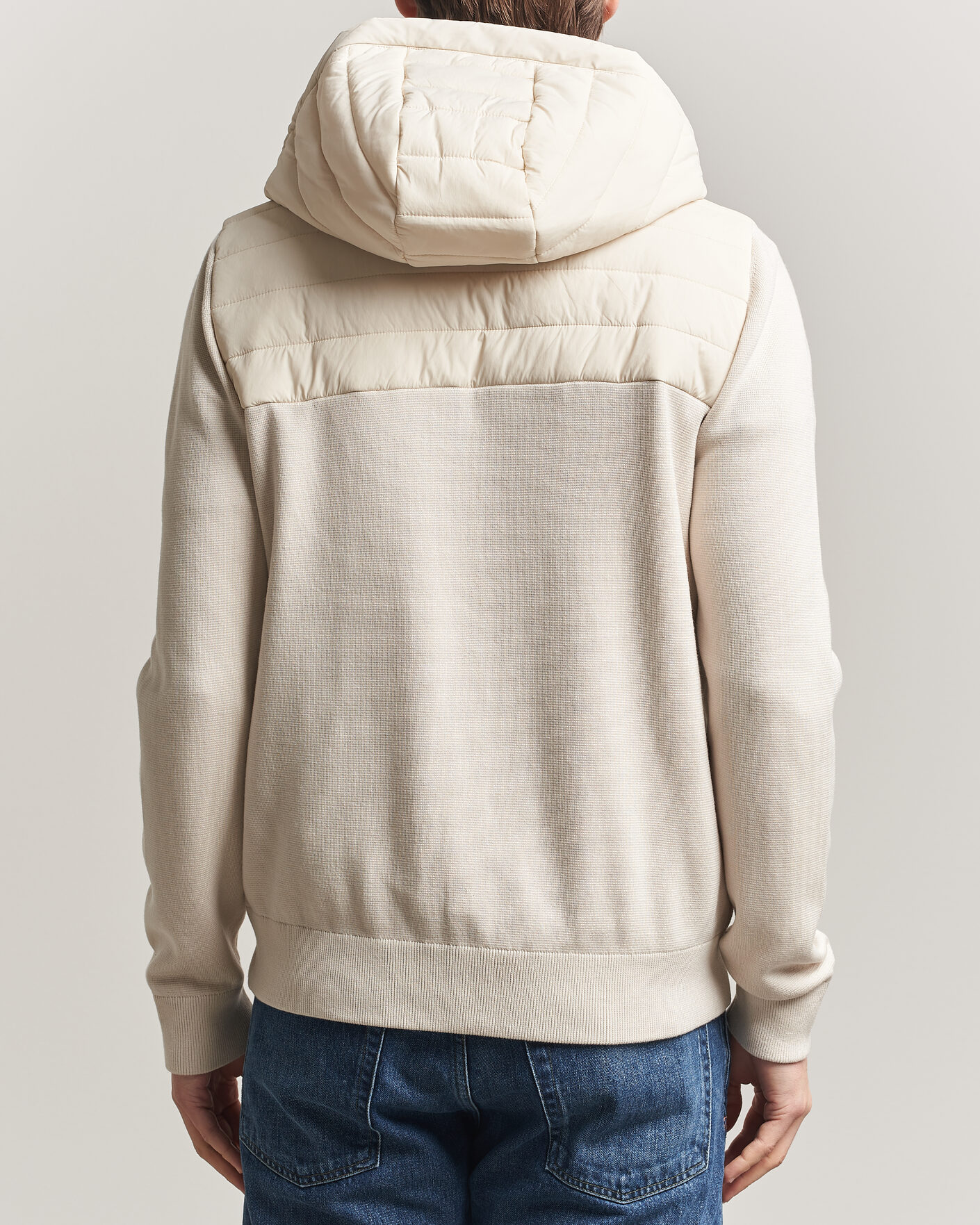 Hombres | Abrigos y chaquetas | J.Lindeberg | Ebbe Hybrid Knit Hoodie Moonbeam