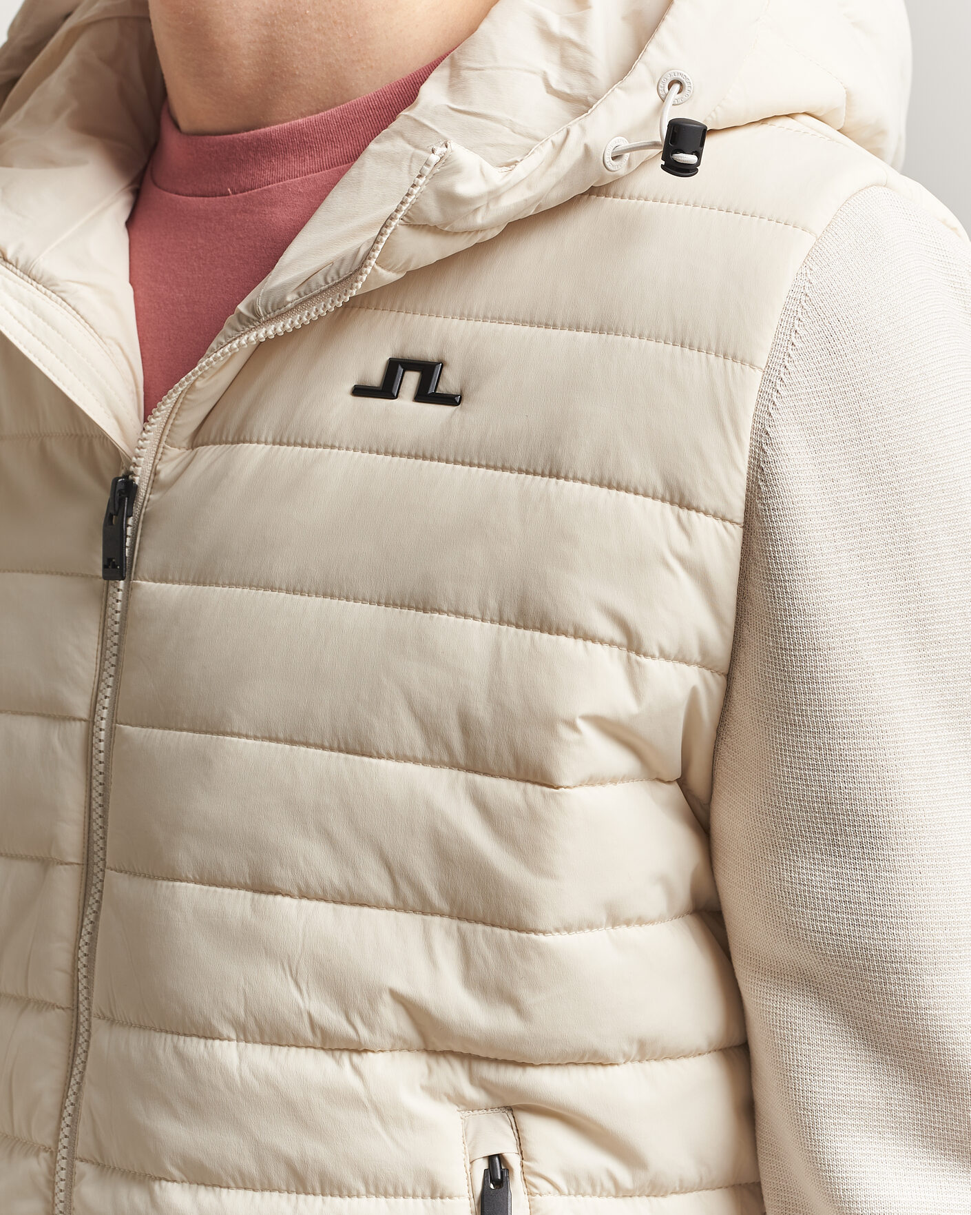 Hombres | Abrigos y chaquetas | J.Lindeberg | Ebbe Hybrid Knit Hoodie Moonbeam