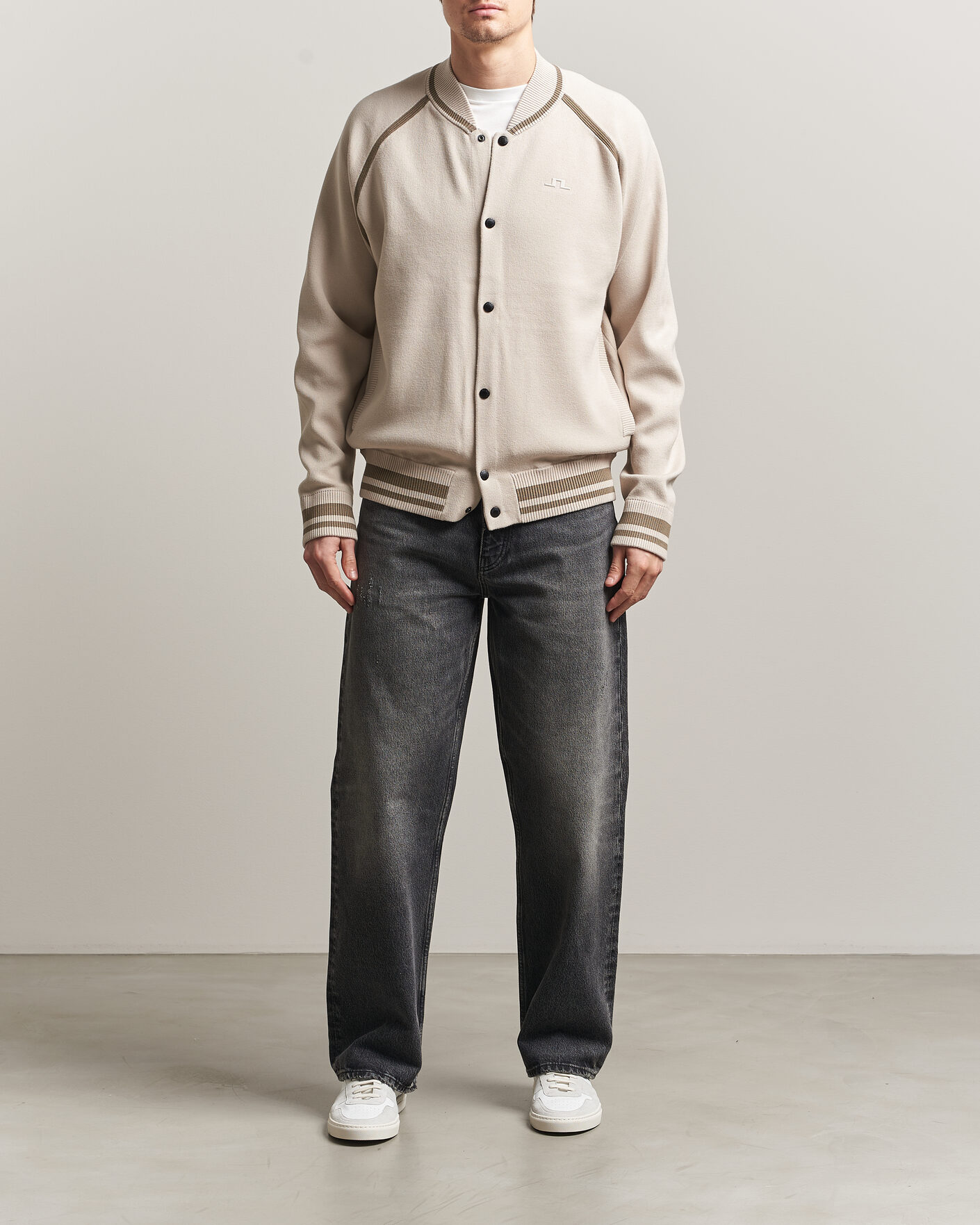 Hombres | Abrigos y chaquetas | J.Lindeberg | Stanley Jacquard Knit Bomber Moonbeam