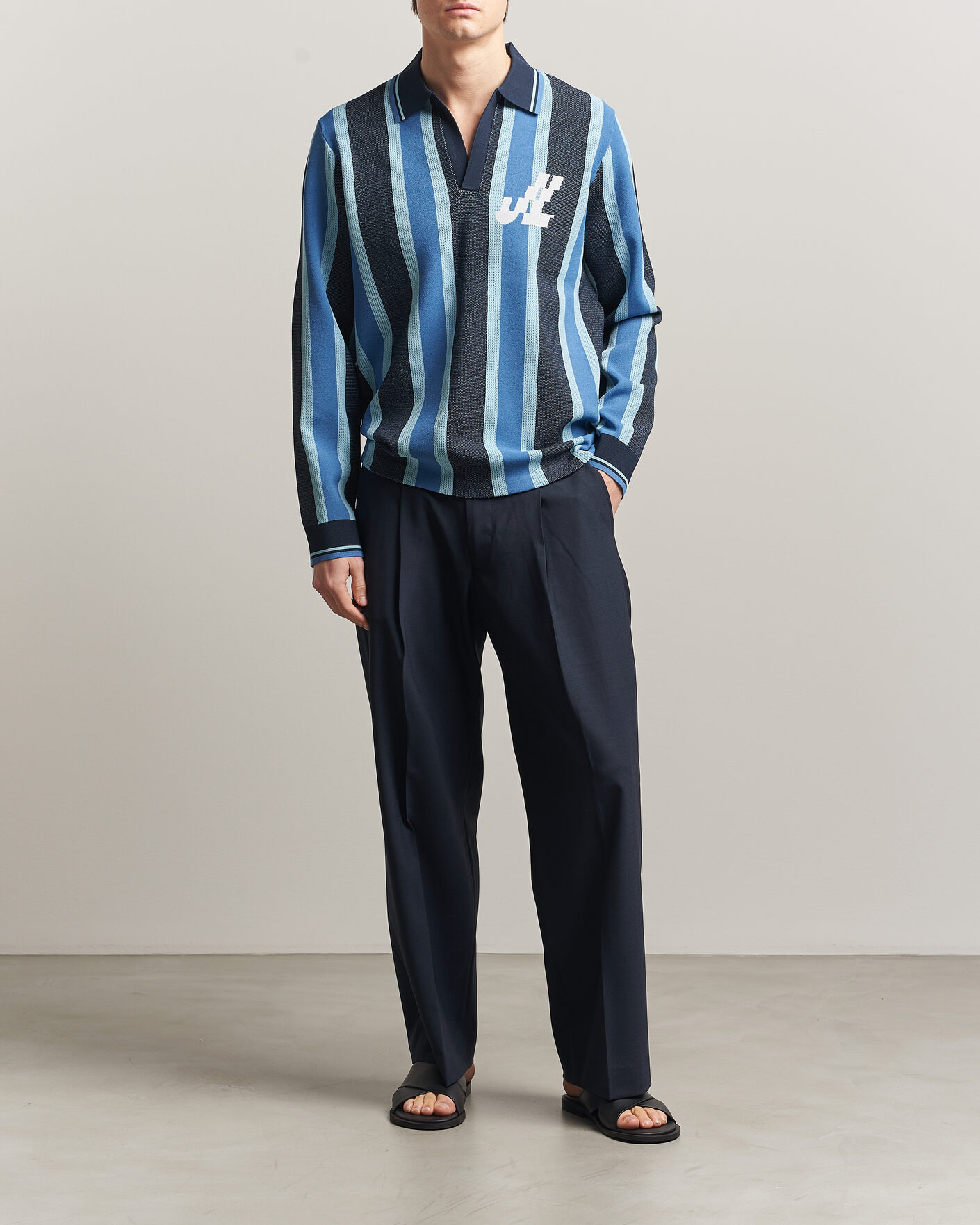 Hombres | Polos | J.Lindeberg | Silas Stripe Polo Knit JL Navy