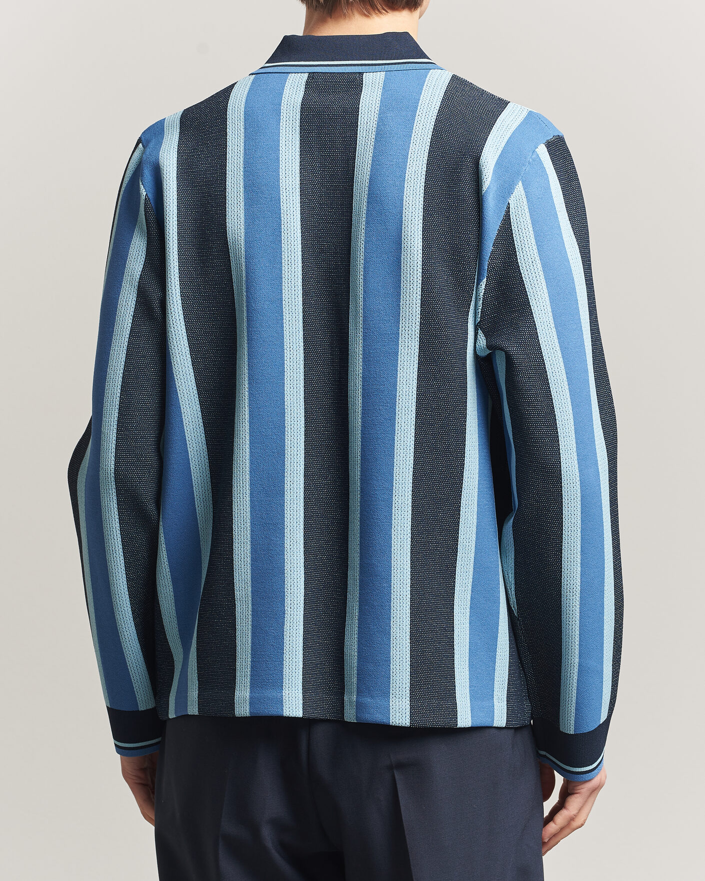 Hombres | Polos | J.Lindeberg | Silas Stripe Polo Knit JL Navy