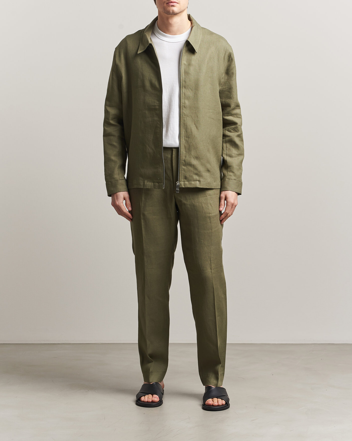 Hombres | Camisas | J.Lindeberg | Julius Drape Linen Overshirt Kalamata