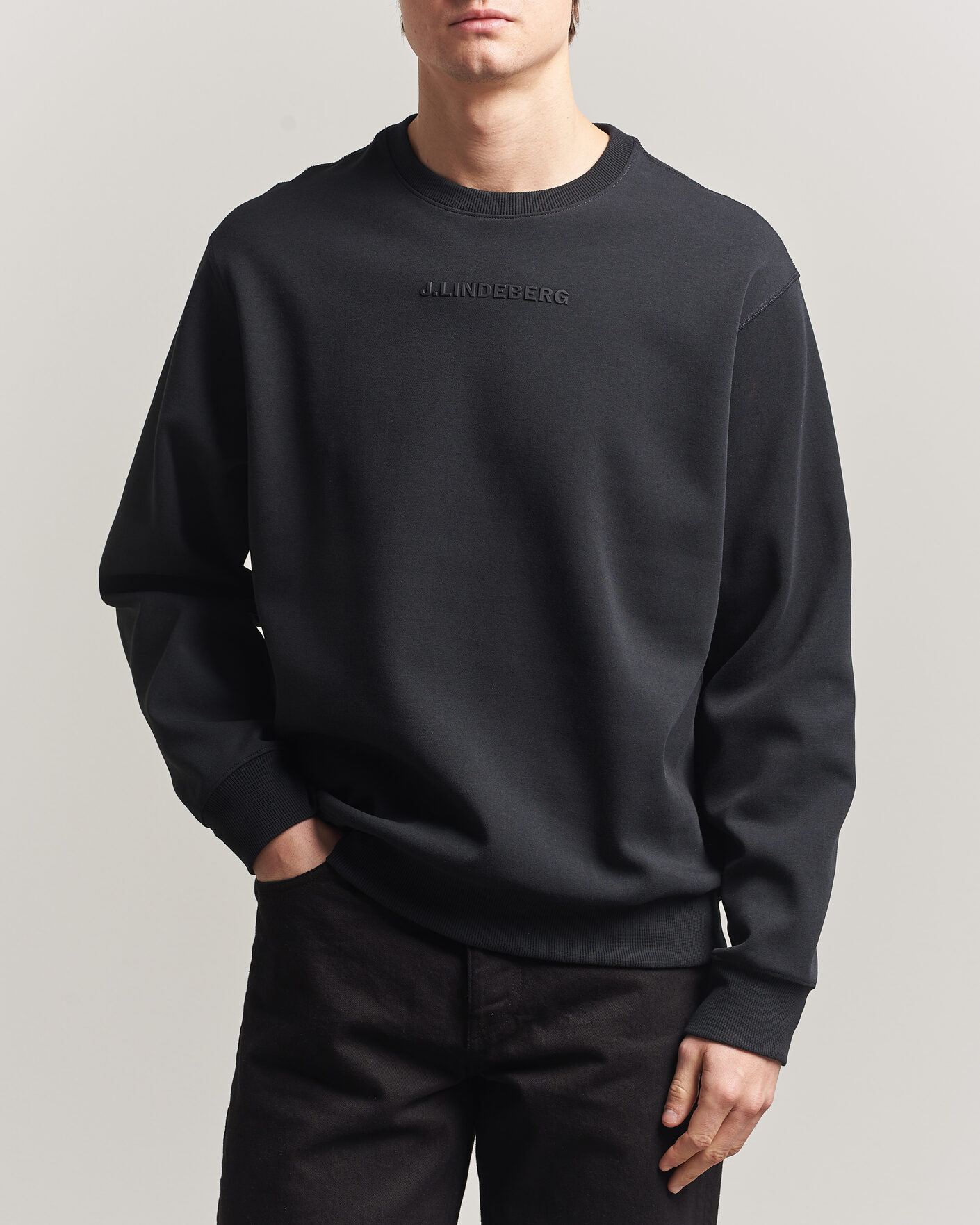 Hombres | Jerséis y prendas de punto | J.Lindeberg | Club Crew Neck Black