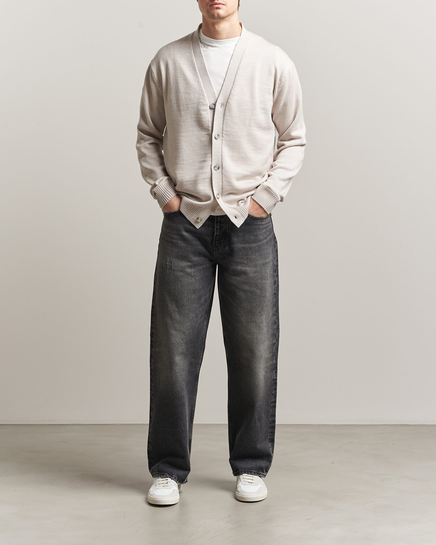 Hombres | Jerséis y prendas de punto | J.Lindeberg | Jared Merino Cardigan Moonbeam Melange