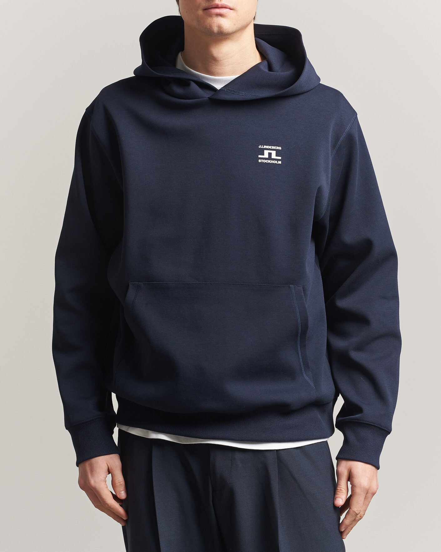 Hombres | Jerséis y prendas de punto | J.Lindeberg | Club Printed Hoodie JL Navy