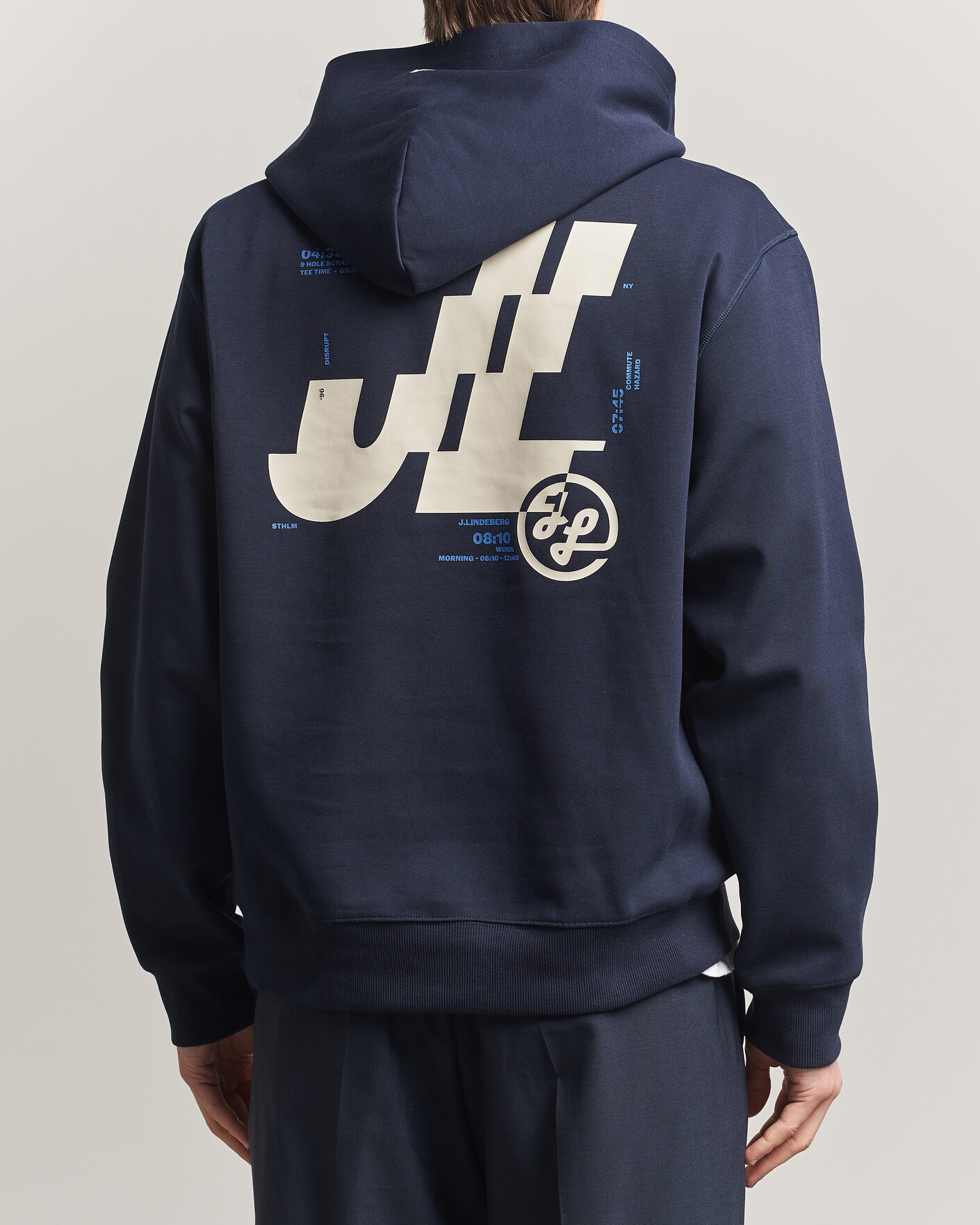 Hombres | Jerséis y prendas de punto | J.Lindeberg | Club Printed Hoodie JL Navy