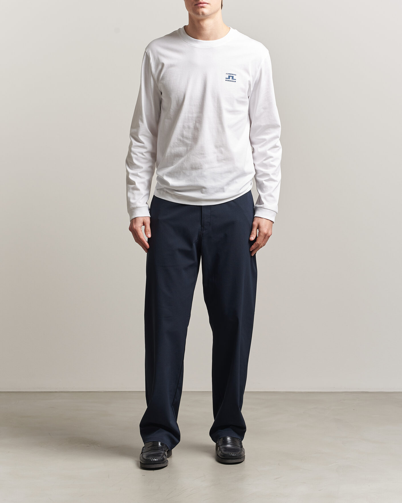 Hombres | Camisetas | J.Lindeberg | Parcie Long Sleeve T-Shirt White