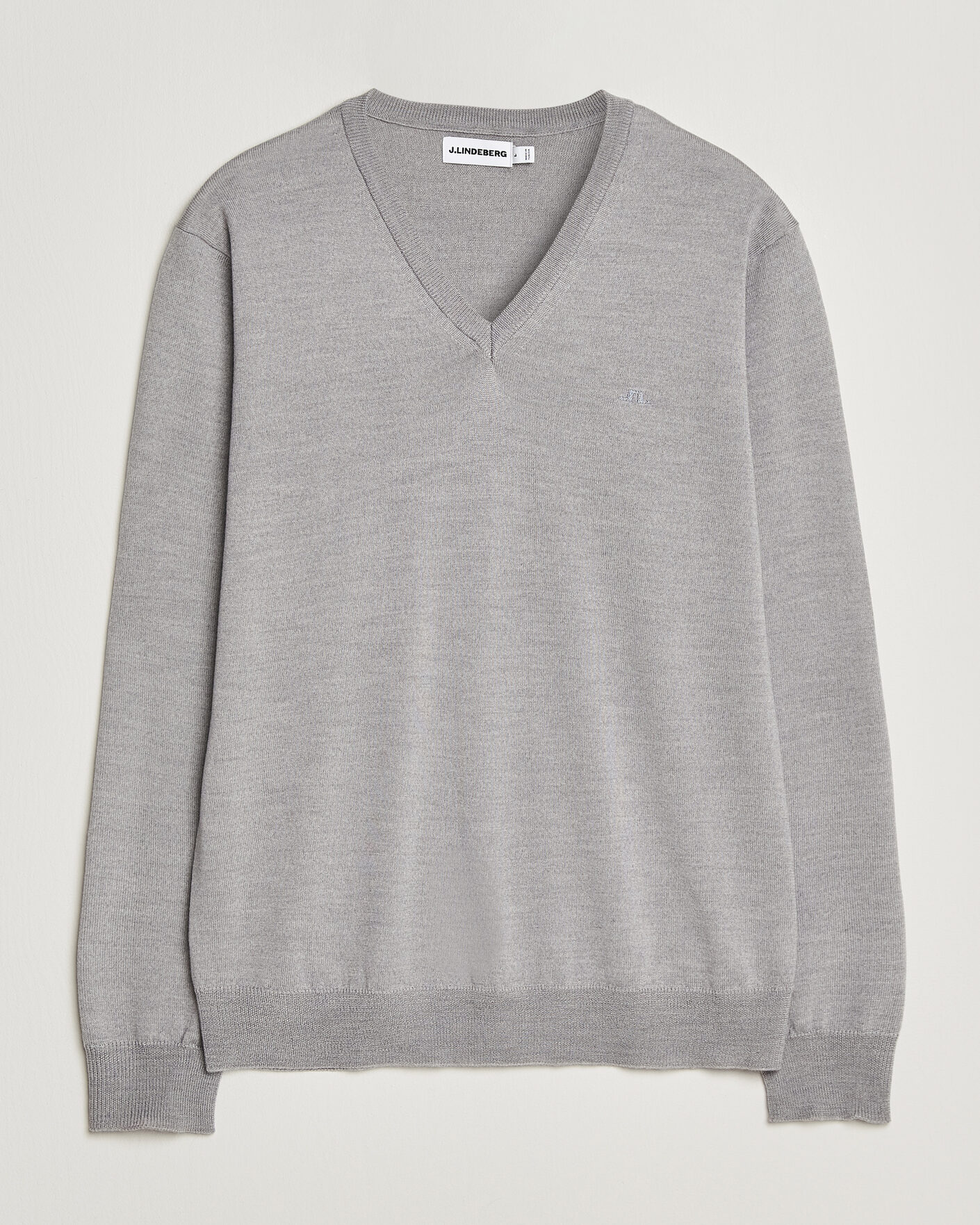 Hombres | Jerséis y prendas de punto | J.Lindeberg | Lymann Merino V-Neck Pullover Light Grey Melange
