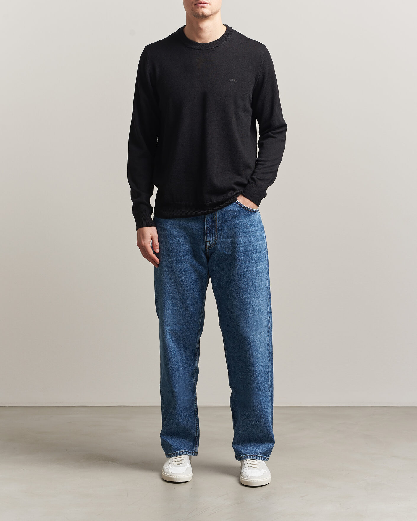 Hombres | Jerséis y prendas de punto | J.Lindeberg | Keane Merino Crew Neck Pullover Black