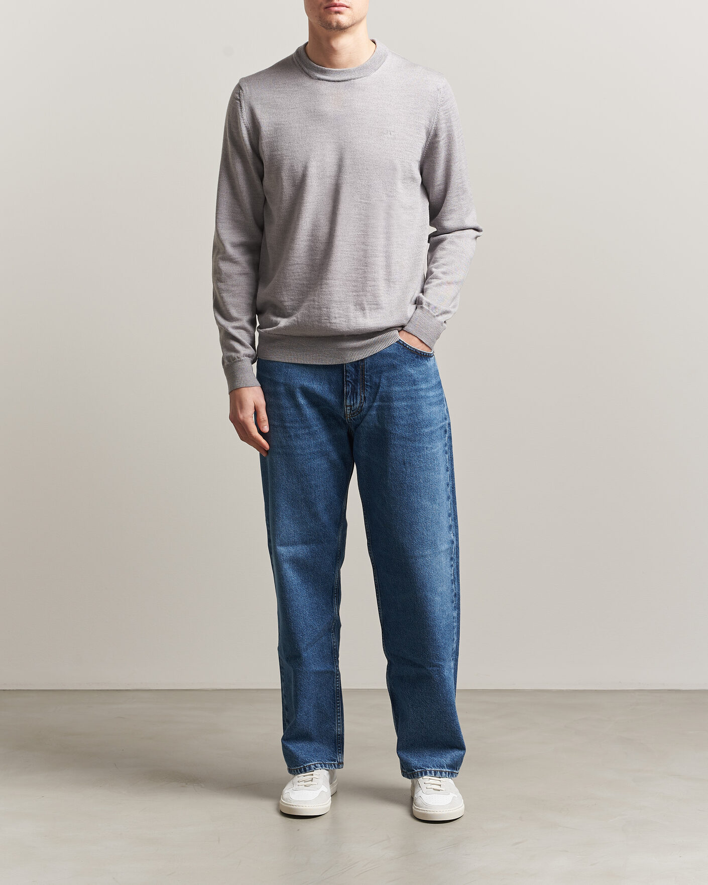 Hombres | Jerséis y prendas de punto | J.Lindeberg | Keane Merino Crew Neck Pullover Light Grey Melange