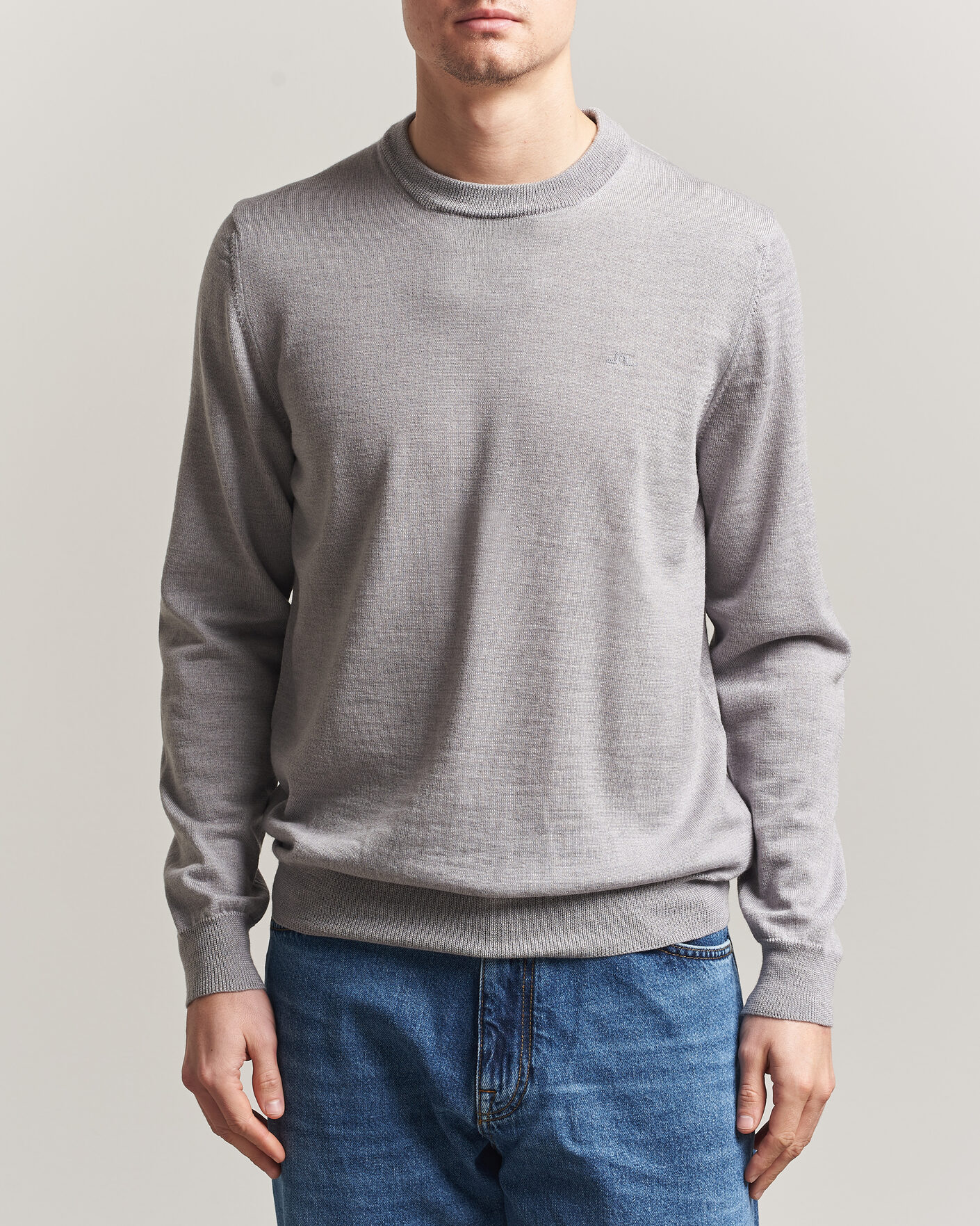 Hombres | Jerséis y prendas de punto | J.Lindeberg | Keane Merino Crew Neck Pullover Light Grey Melange