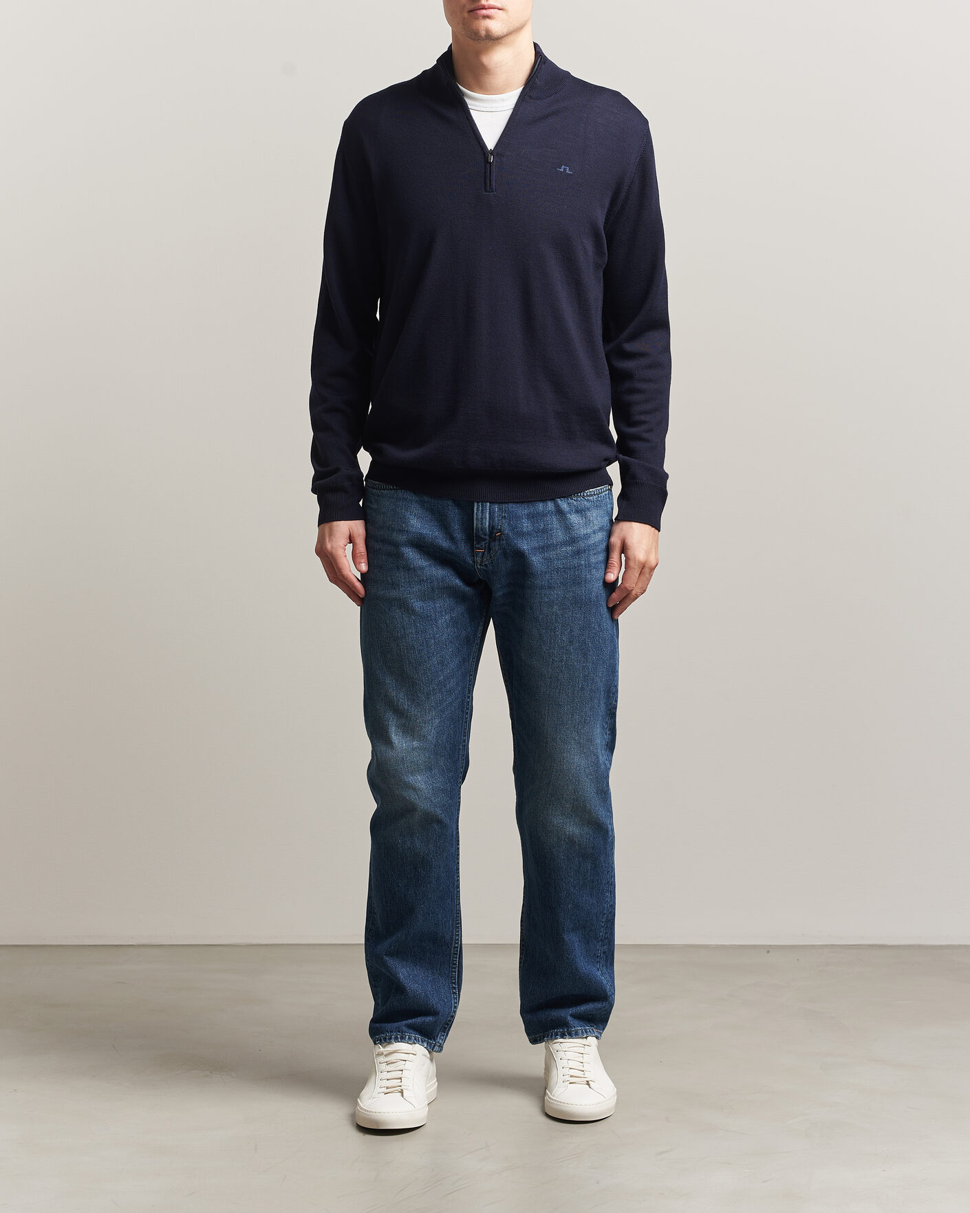 Hombres | Jerséis y prendas de punto | J.Lindeberg | Kiyan Merino Half Zip JL Navy