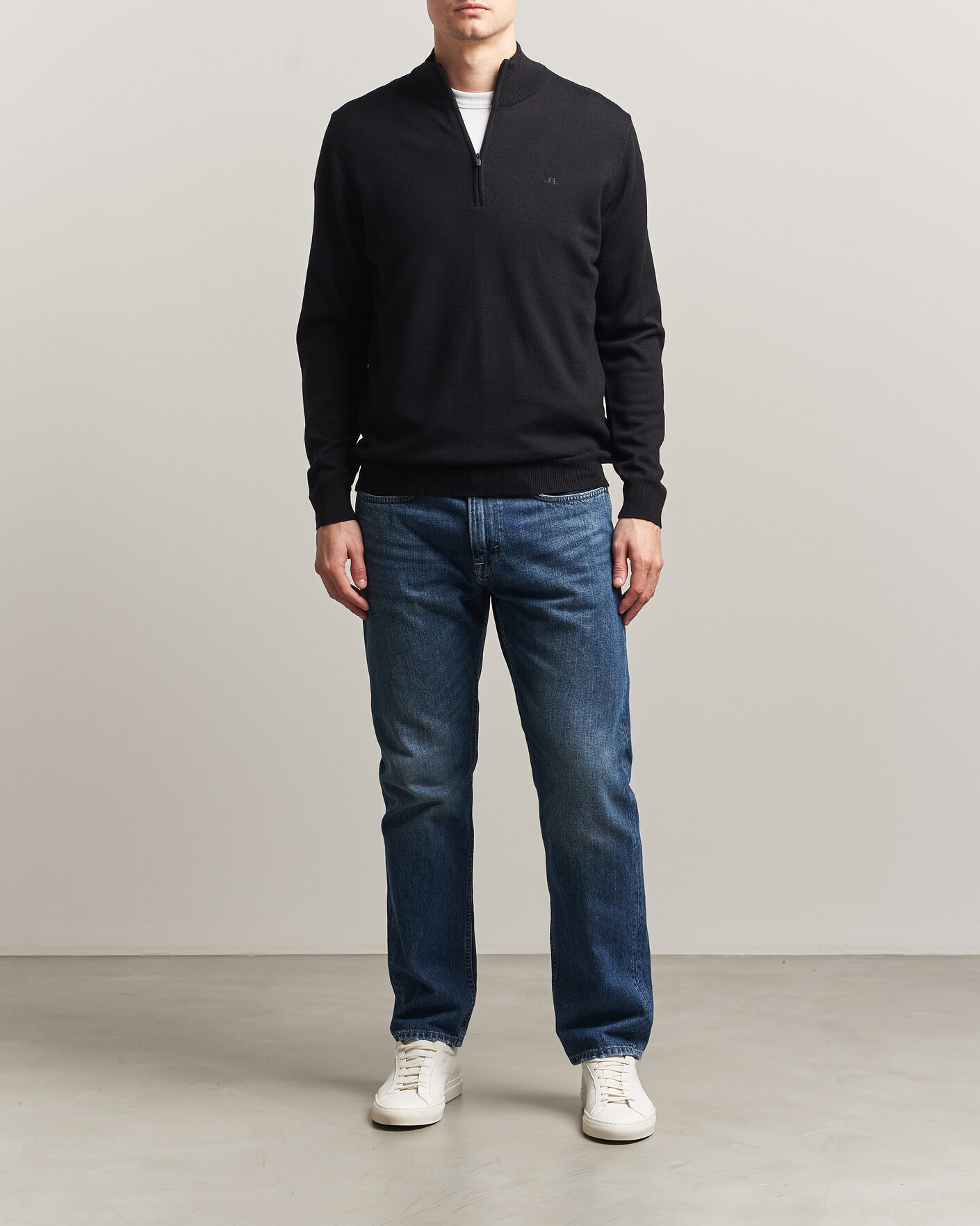 Hombres | Jerséis y prendas de punto | J.Lindeberg | Kiyan Merino Half Zip Black