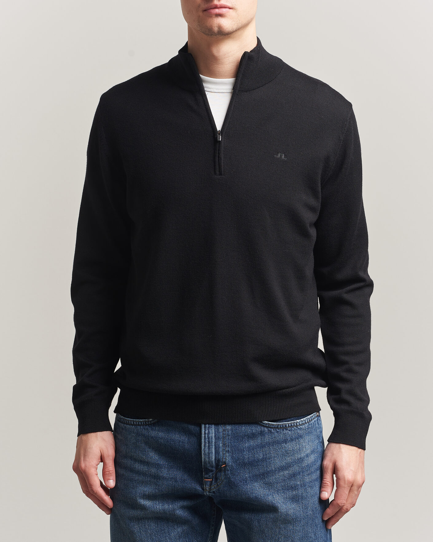 Hombres | Jerséis y prendas de punto | J.Lindeberg | Kiyan Merino Half Zip Black