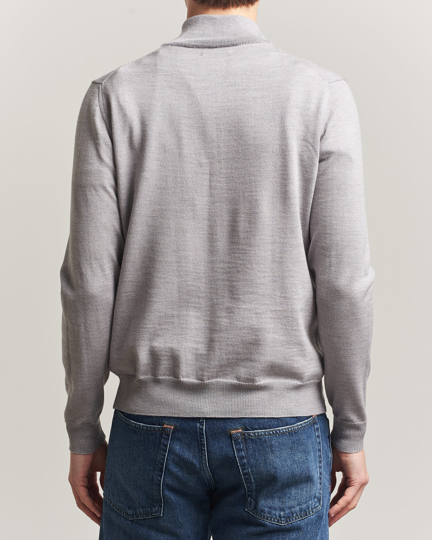 Hombres | Jerséis y prendas de punto | J.Lindeberg | Kiyan Merino Half Zip Light Grey Melange