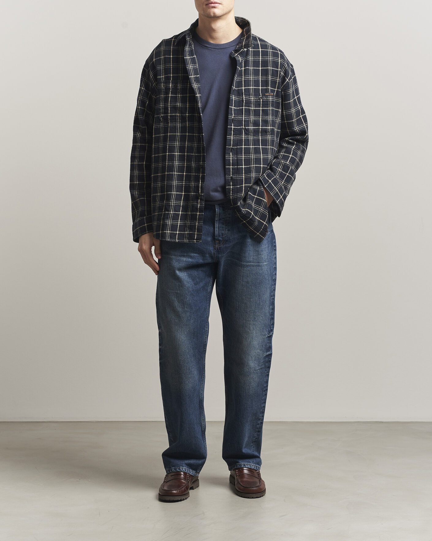 Hombres | Camisas | Nudie Jeans | Julian Checked Worker Shirt Black