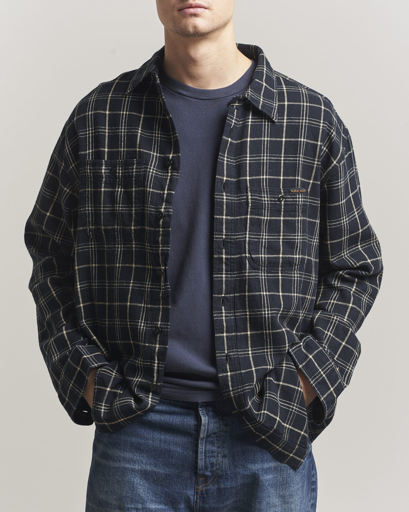 Hombres | Camisas | Nudie Jeans | Julian Checked Worker Shirt Black