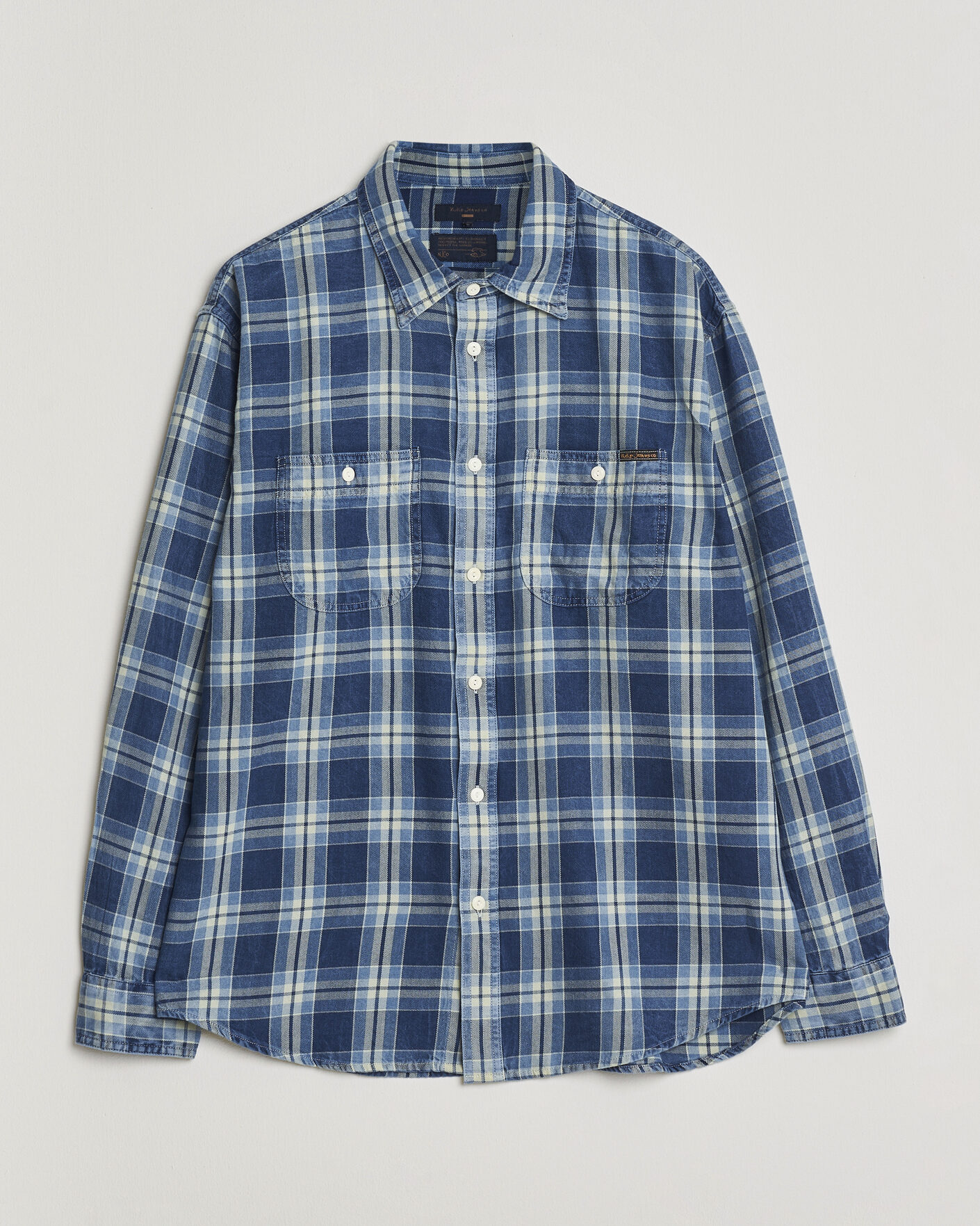 Hombres | Camisas | Nudie Jeans | Julian Checked Worker Shirt Indigo