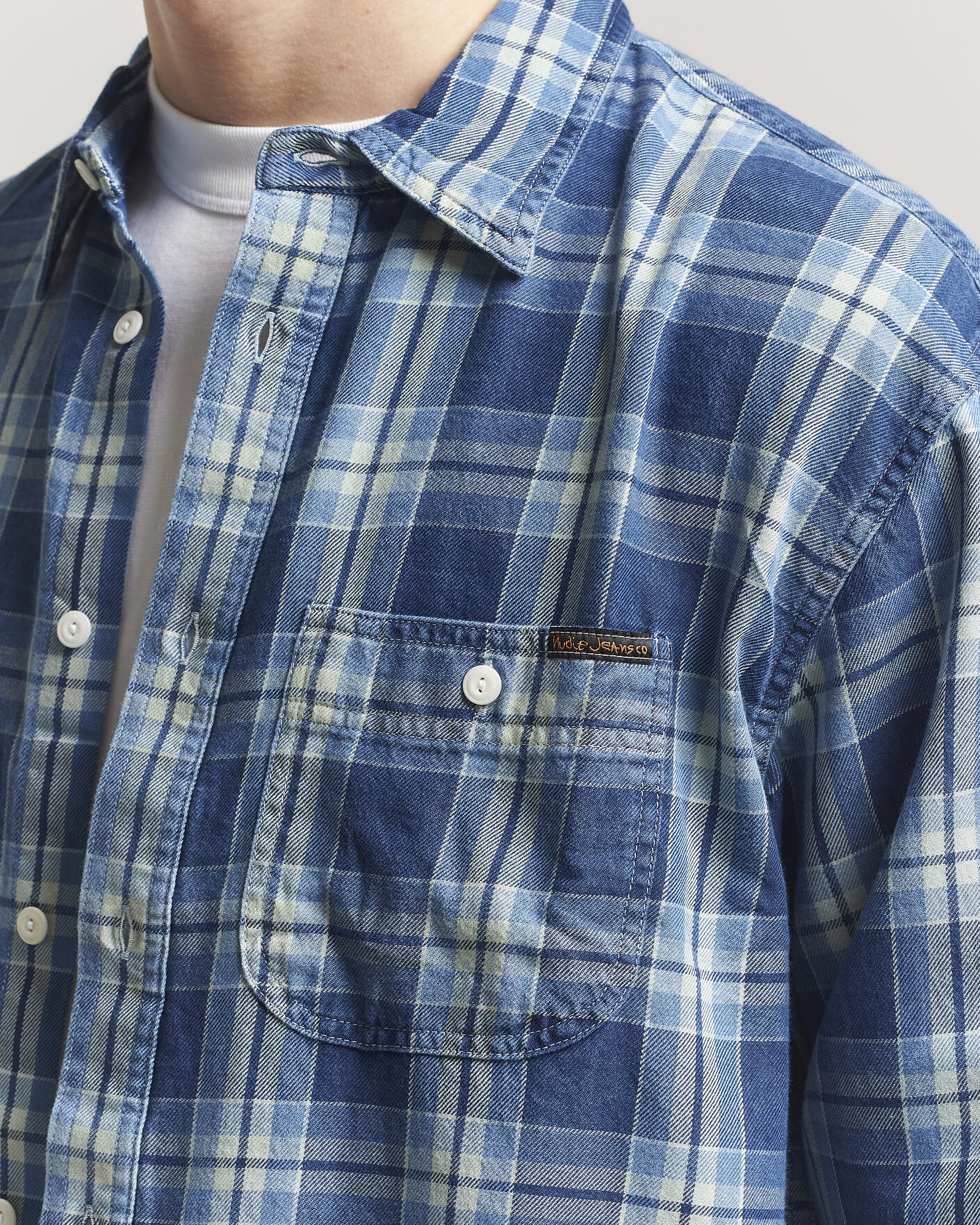 Hombres | Camisas | Nudie Jeans | Julian Checked Worker Shirt Indigo