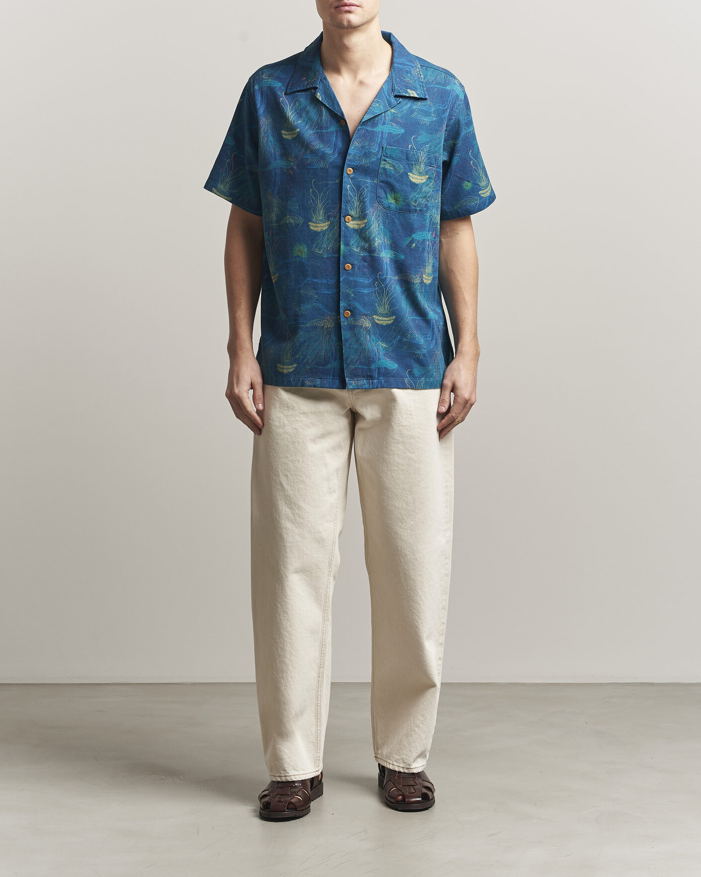Hombres | Camisas | Nudie Jeans | Arvid Hawaii Shirt Deep Sea