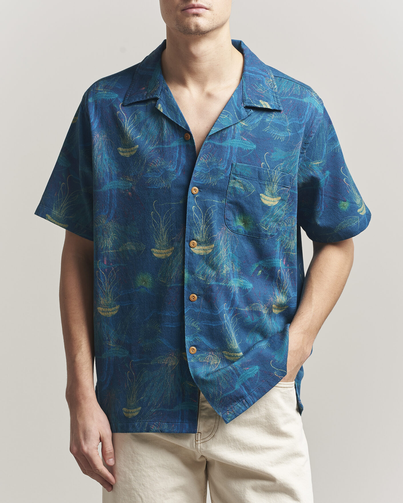 Hombres | Camisas | Nudie Jeans | Arvid Hawaii Shirt Deep Sea