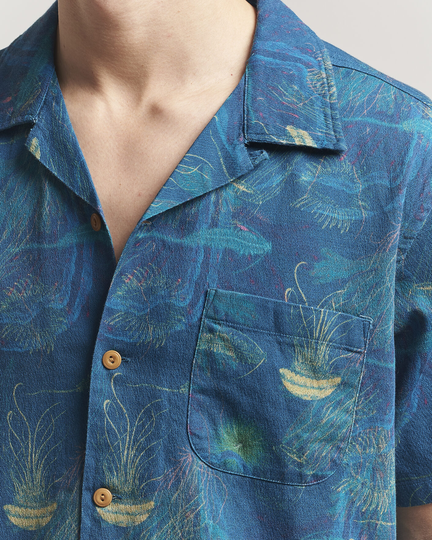 Hombres | Camisas | Nudie Jeans | Arvid Hawaii Shirt Deep Sea