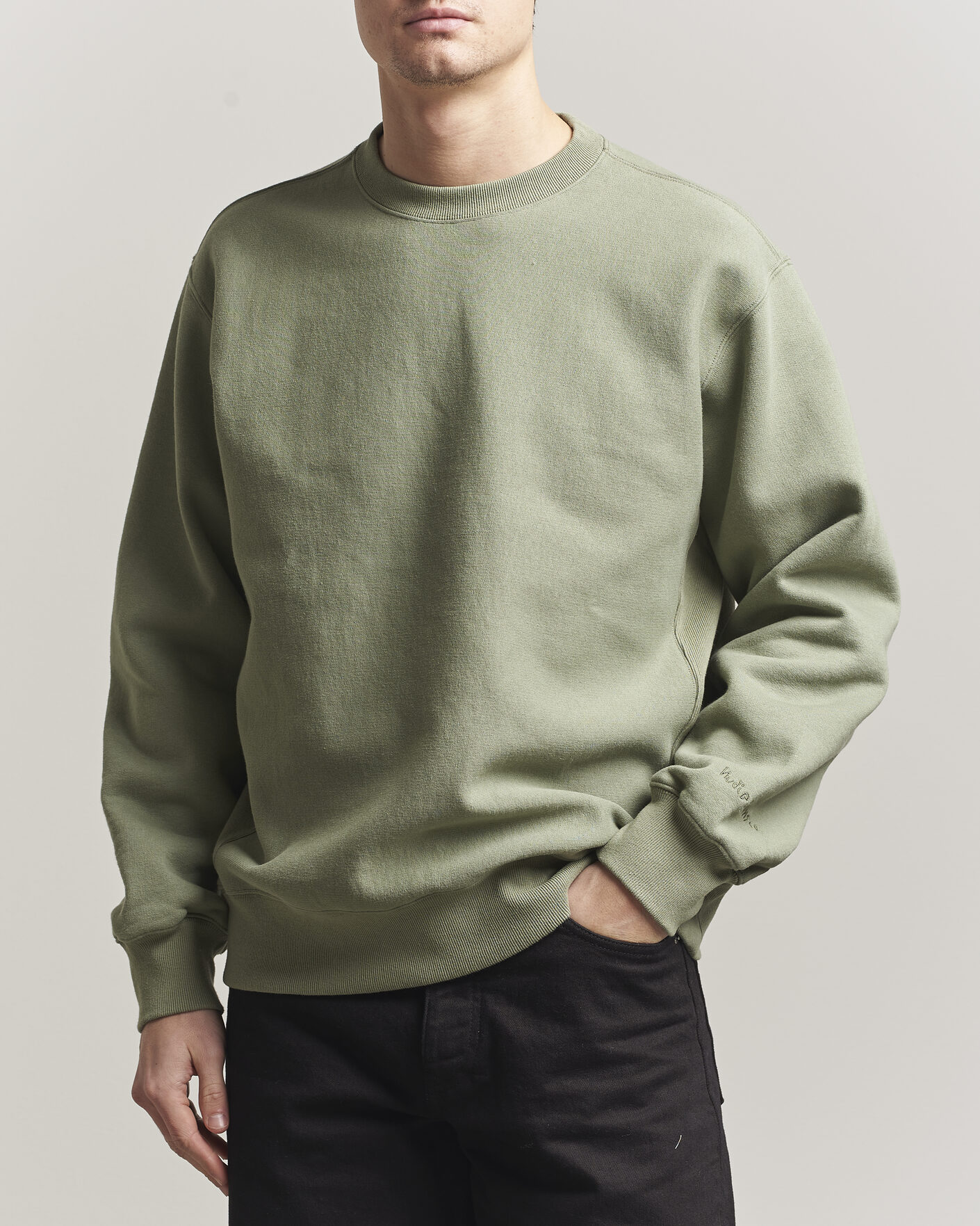 Hombres | Jerséis y prendas de punto | Nudie Jeans | Hasse Crew Neck Sweatshirt Green