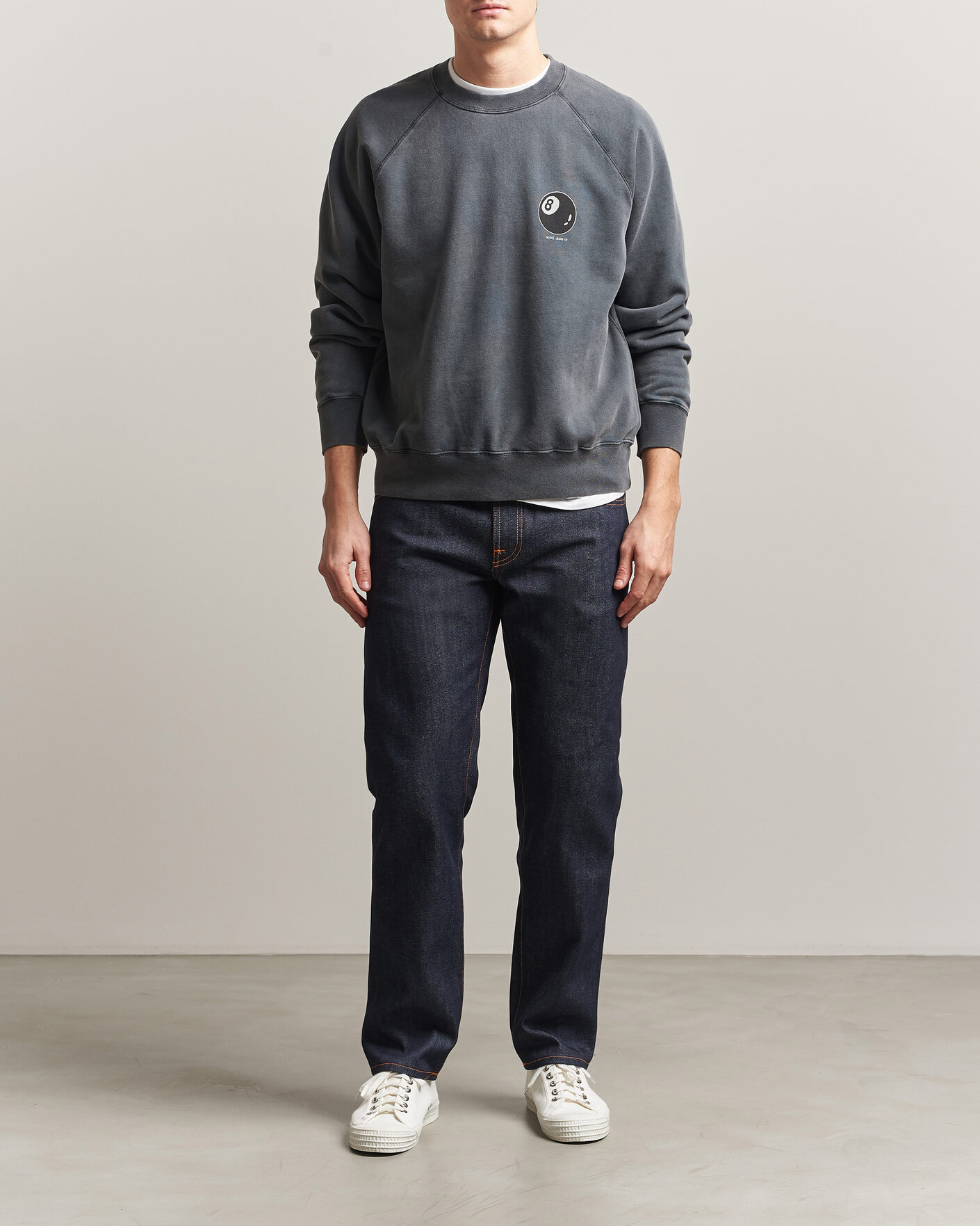 Hombres | Jerséis y prendas de punto | Nudie Jeans | Palle Printed Crew Neck Sweatshirt Antracite