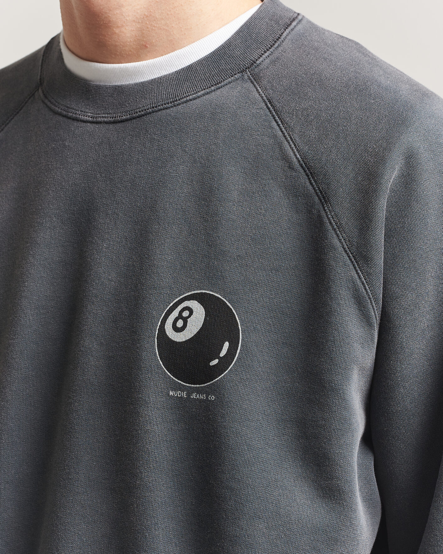 Hombres | Jerséis y prendas de punto | Nudie Jeans | Palle Printed Crew Neck Sweatshirt Antracite