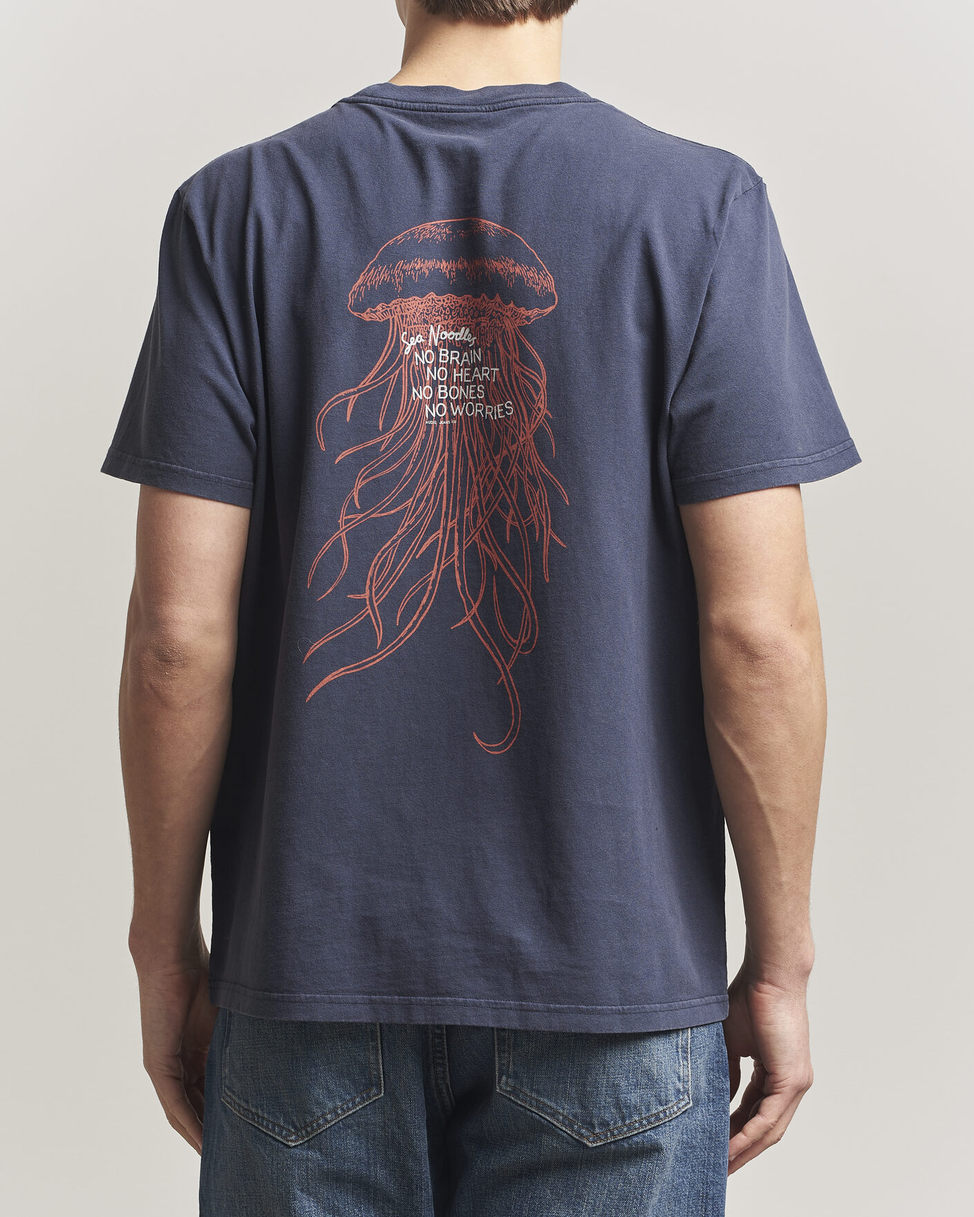 Hombres | Camisetas | Nudie Jeans | Roy Printed T-Shirt Dark Blue