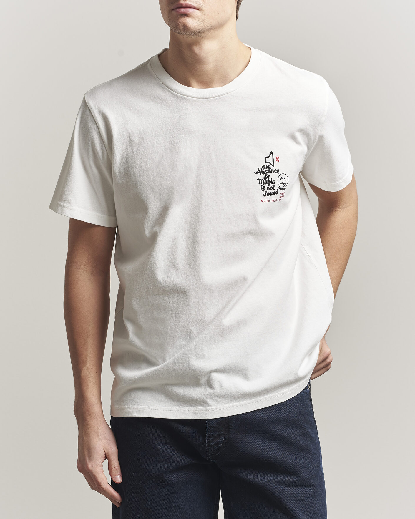 Hombres | Camisetas | Nudie Jeans | Roy Printed T-Shirt Chalk White