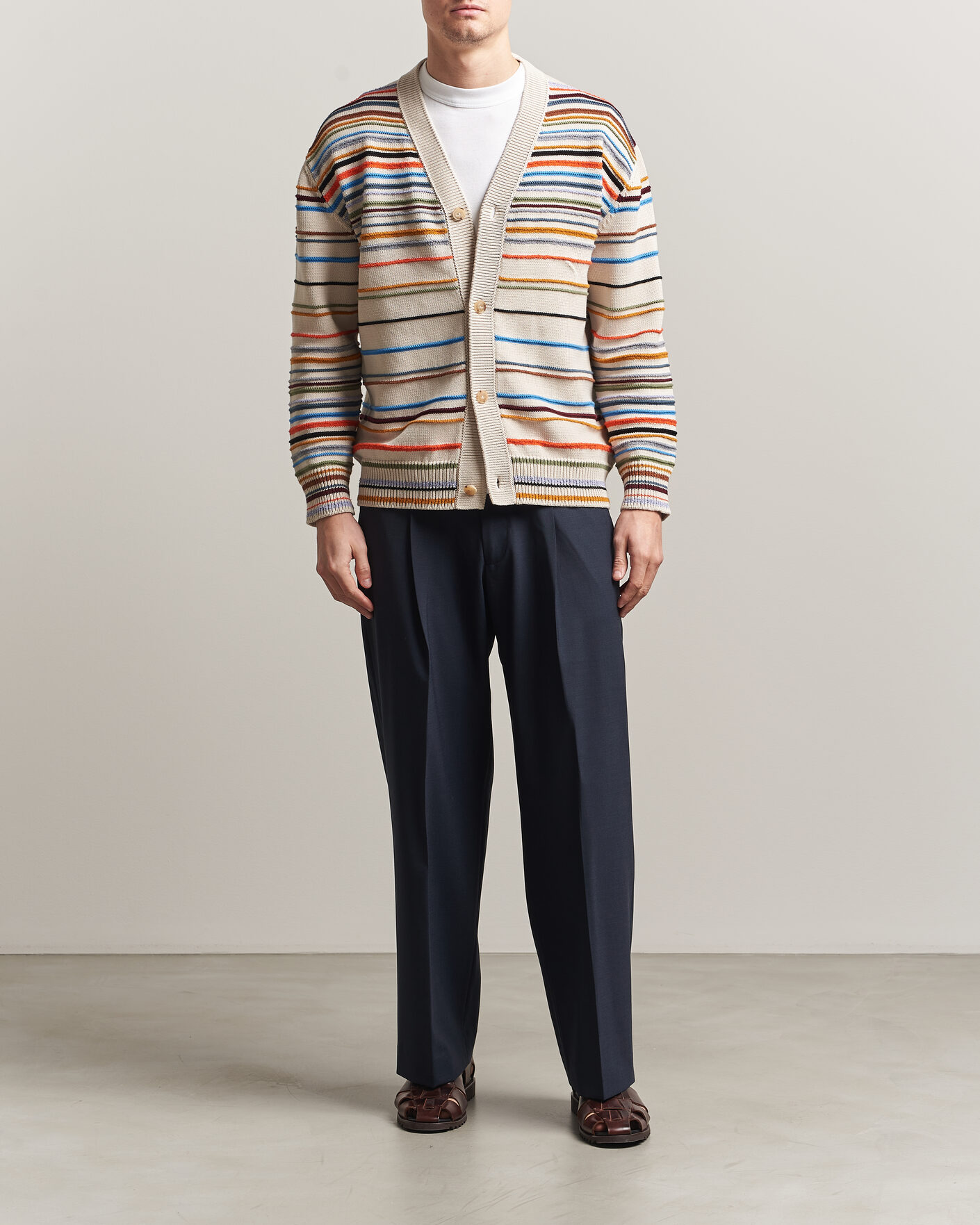 Hombres | Jerséis y prendas de punto | Paul Smith | Signature Stripe Knitted Cardigan White