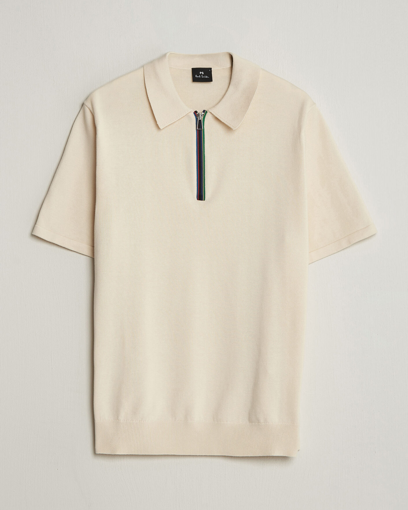 Hombres | Polos | PS Paul Smith | Cotton Knitted Half Zip Polo Off White