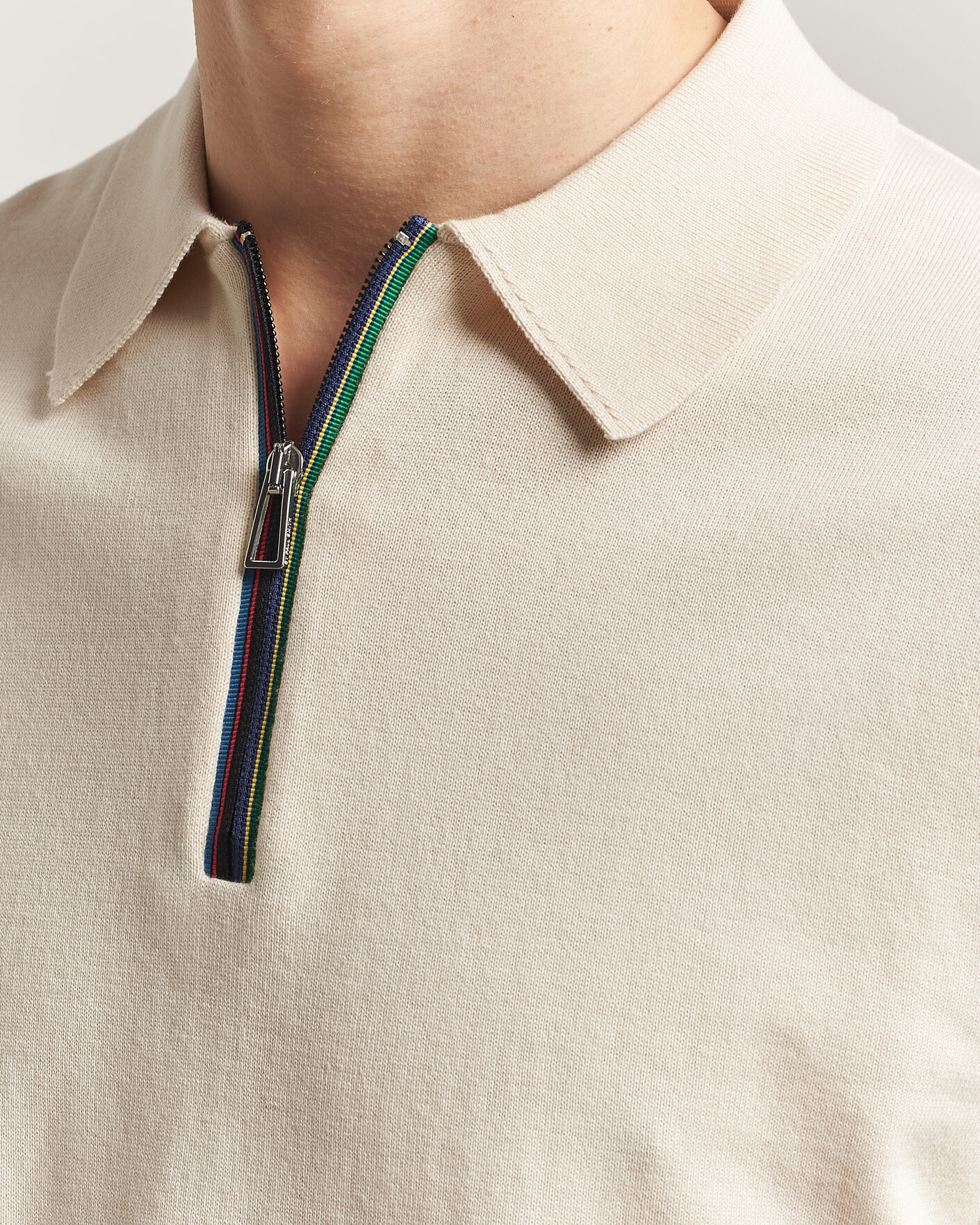 Hombres | Polos | PS Paul Smith | Cotton Knitted Half Zip Polo Off White