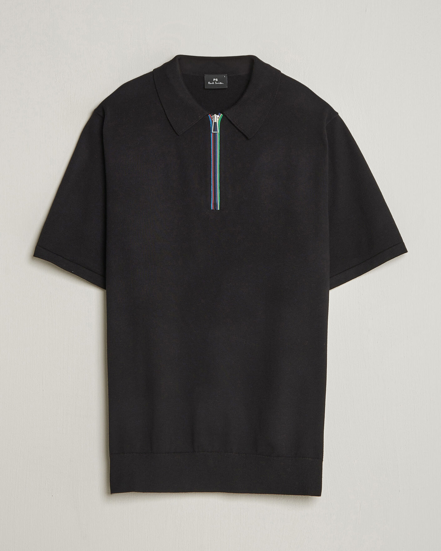 Hombres | Polos | PS Paul Smith | Cotton Knitted Half Zip Polo Black