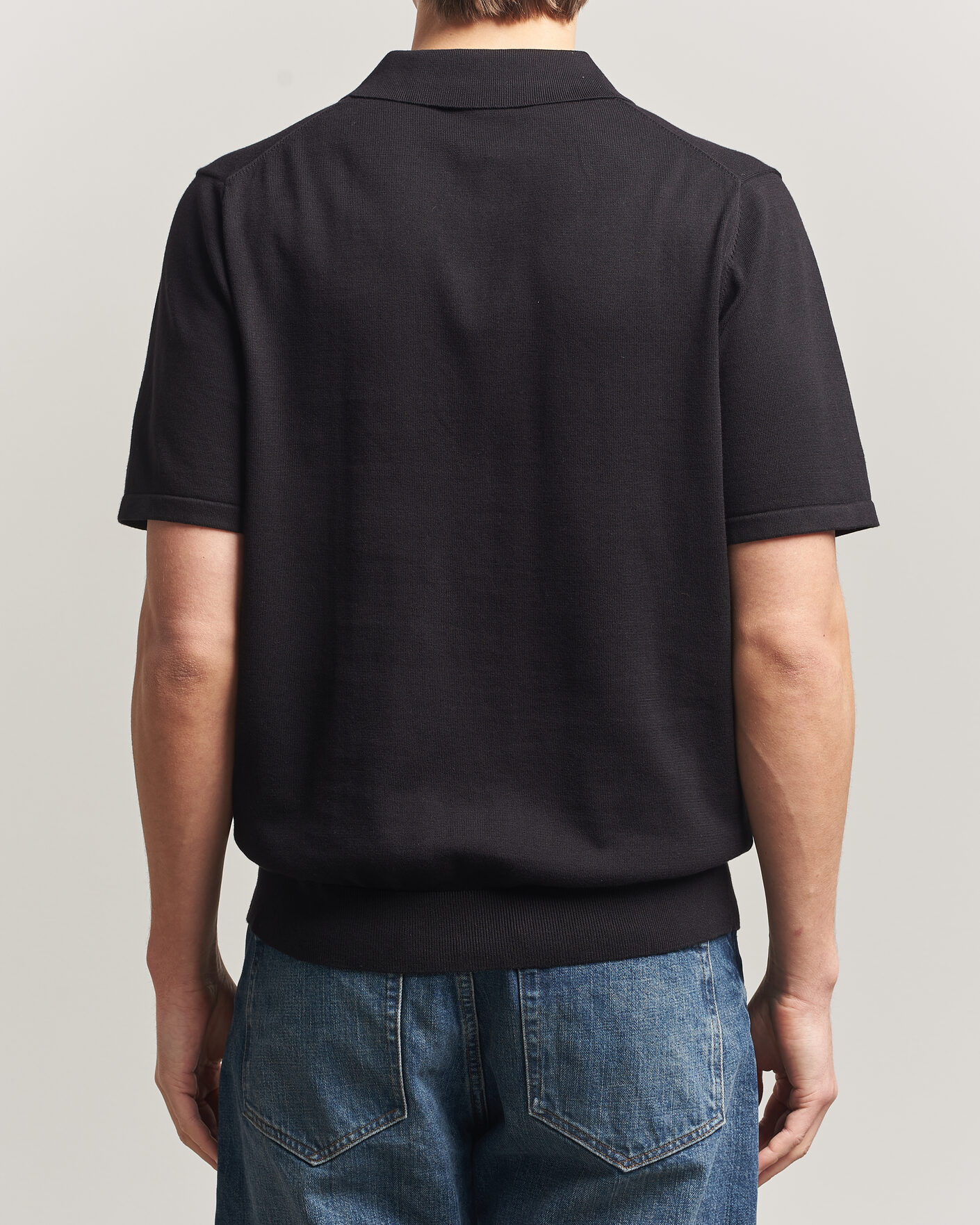 Hombres | Polos | PS Paul Smith | Cotton Knitted Half Zip Polo Black