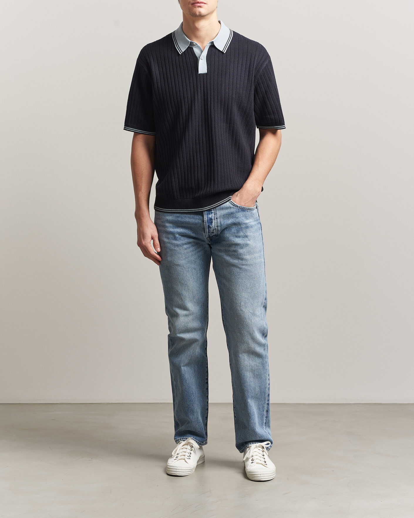 Hombres | Polos | PS Paul Smith | Cotton Knitted Polo Navy