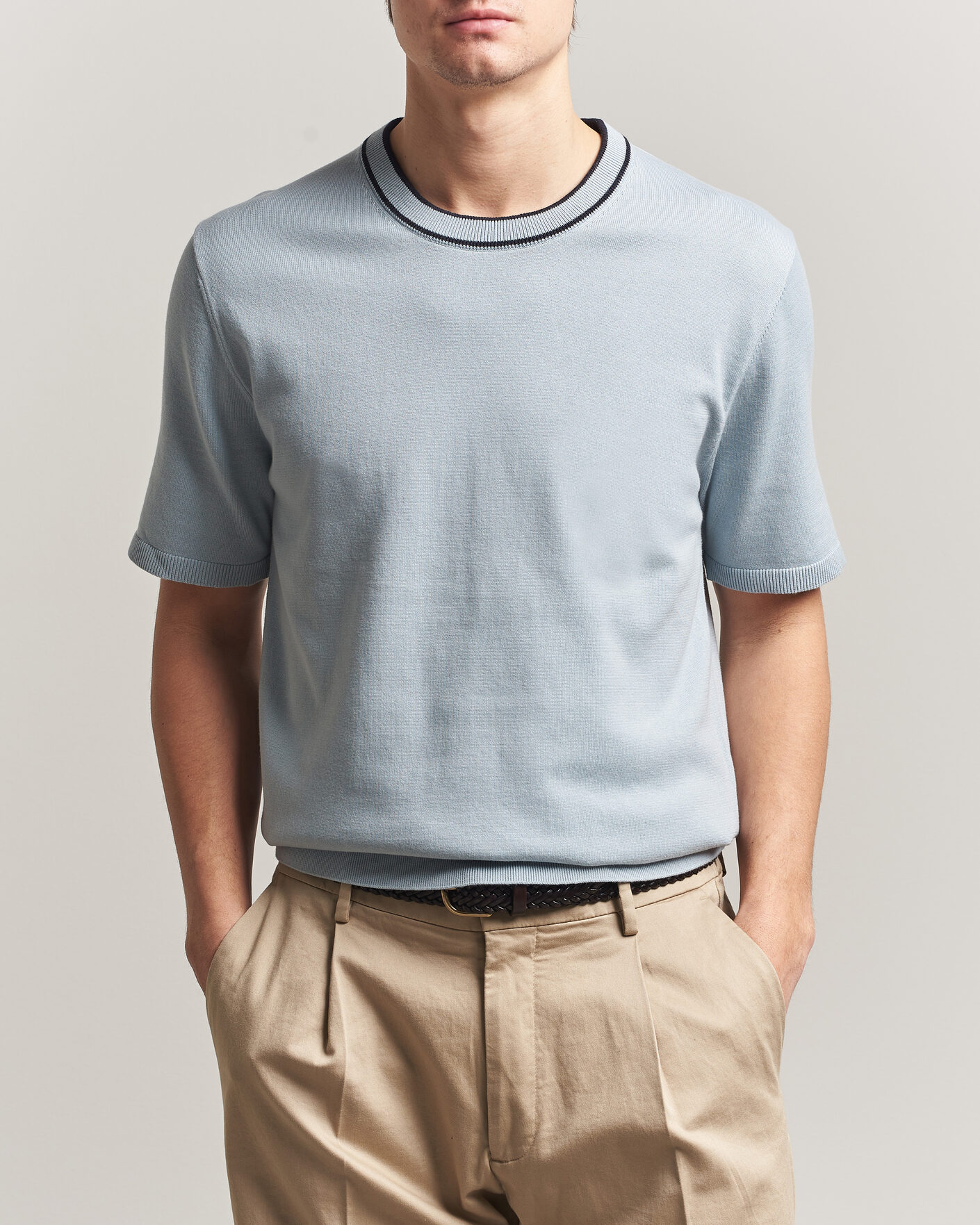 Hombres | Camisetas | PS Paul Smith | Cotton Knitted T-Shirt Light Blue