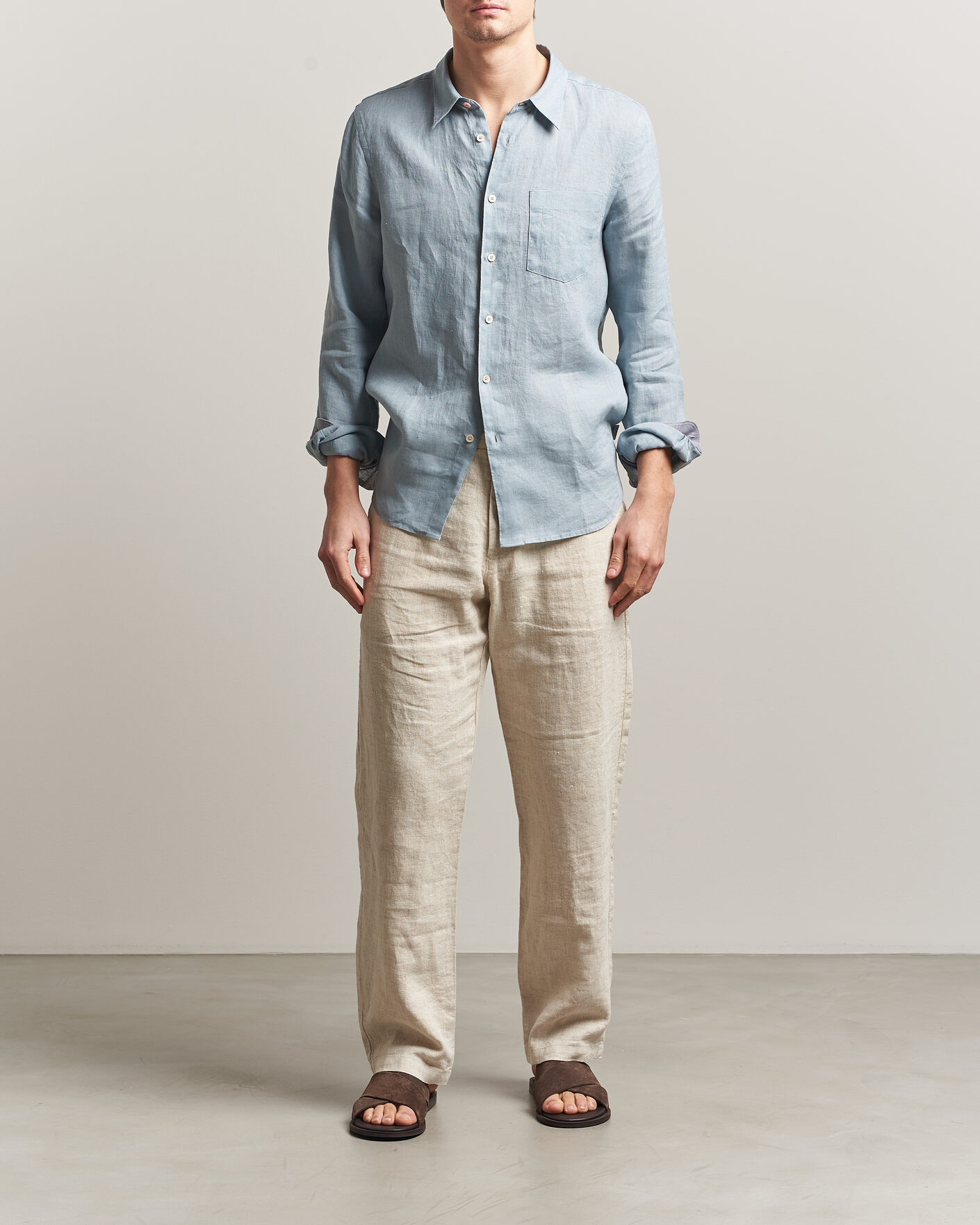 Hombres | Camisas | PS Paul Smith | Tailored Fit Linen Shirt Light Blue
