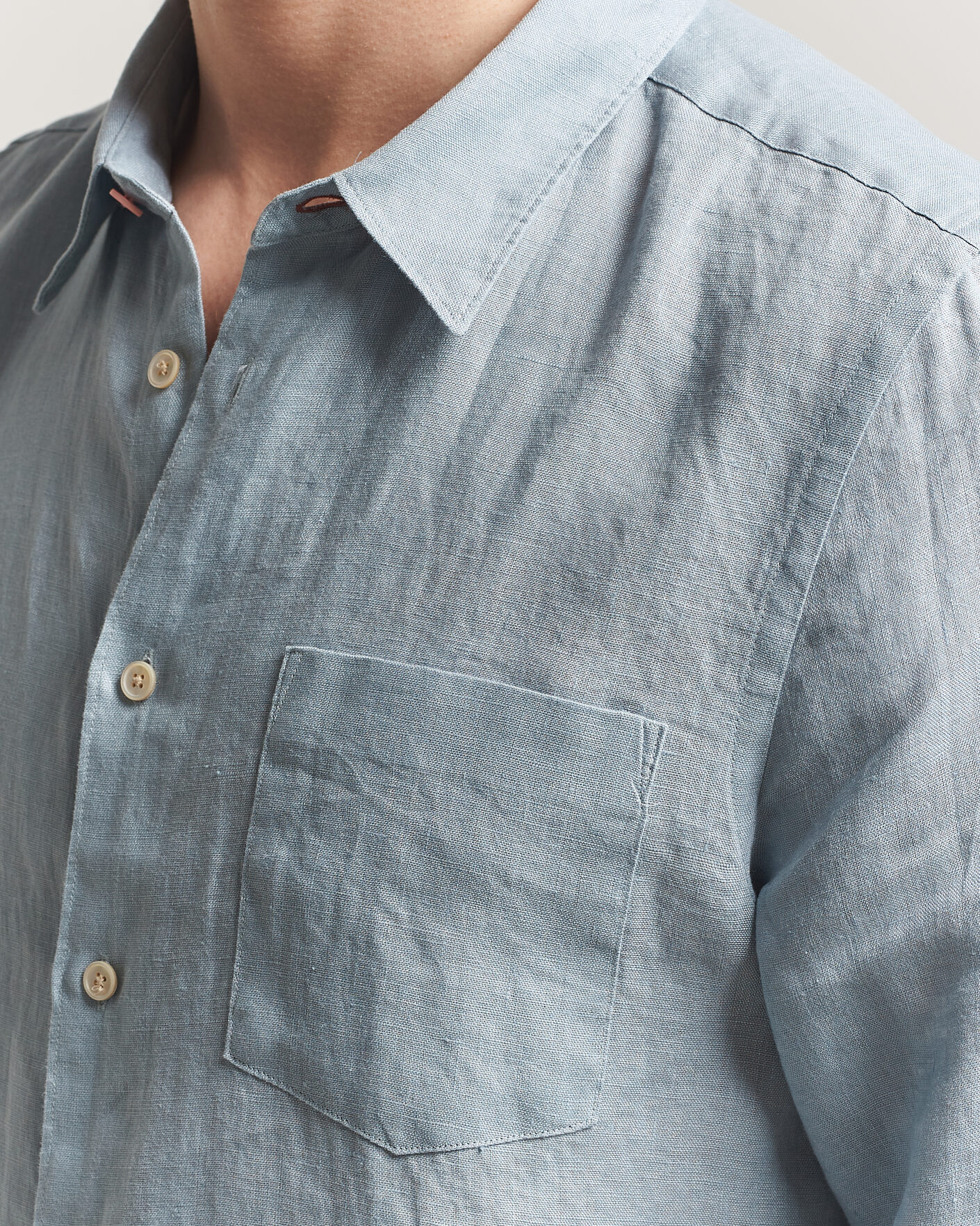 Hombres | Camisas | PS Paul Smith | Tailored Fit Linen Shirt Light Blue