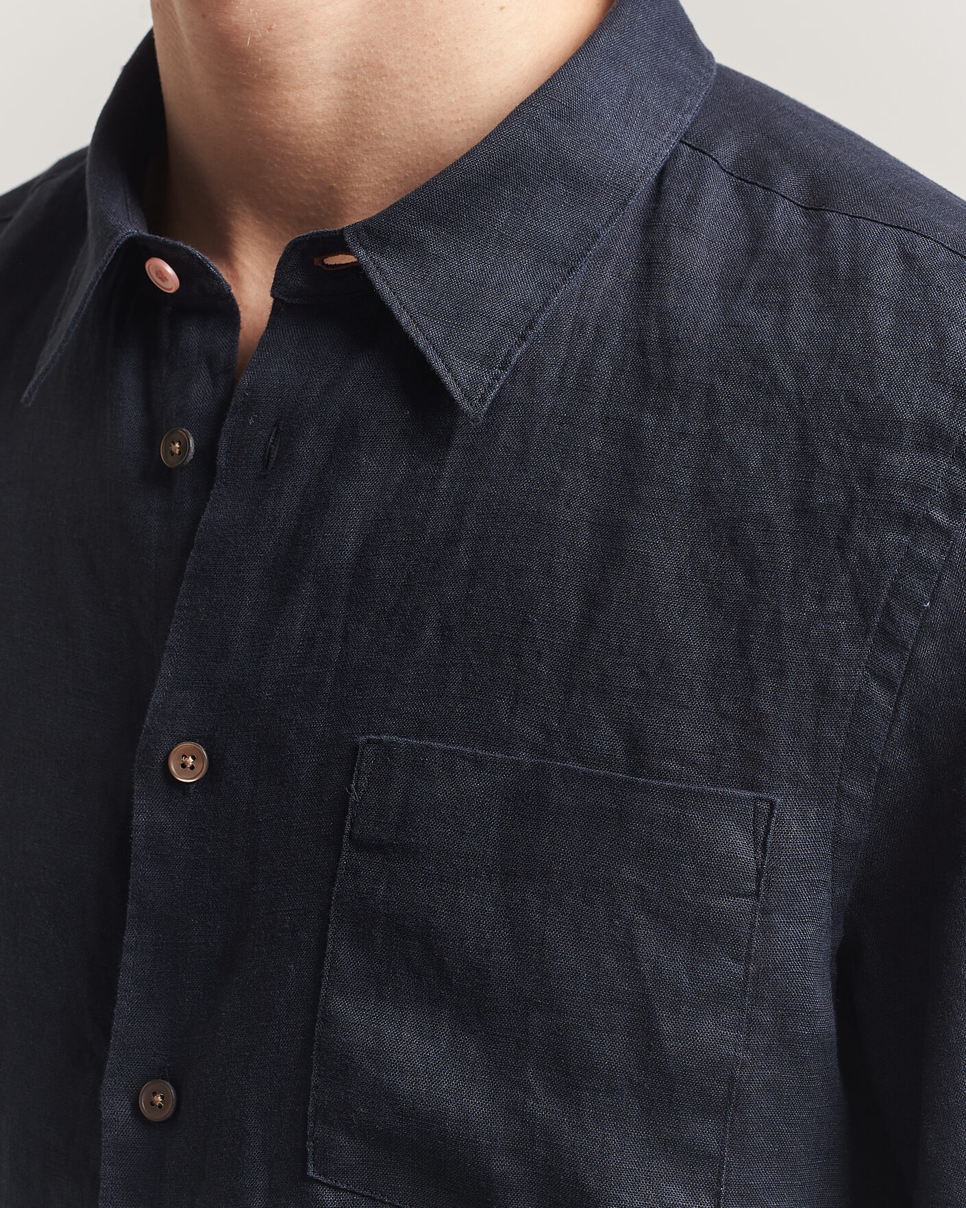 Hombres | Camisas | PS Paul Smith | Tailored Fit Linen Shirt Navy