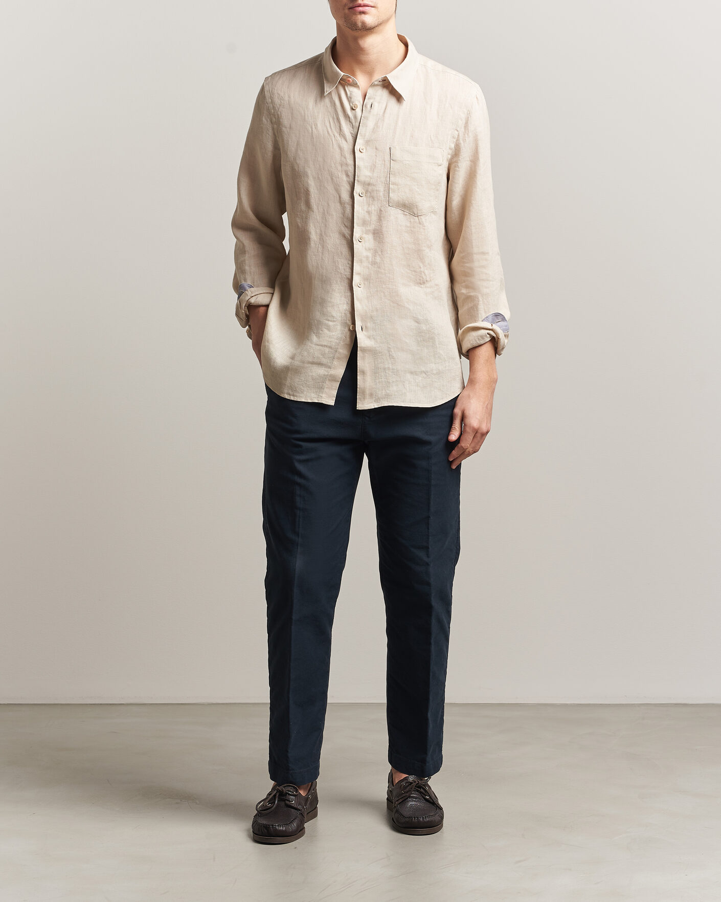 Hombres | Camisas | PS Paul Smith | Tailored Fit Linen Shirt Beige
