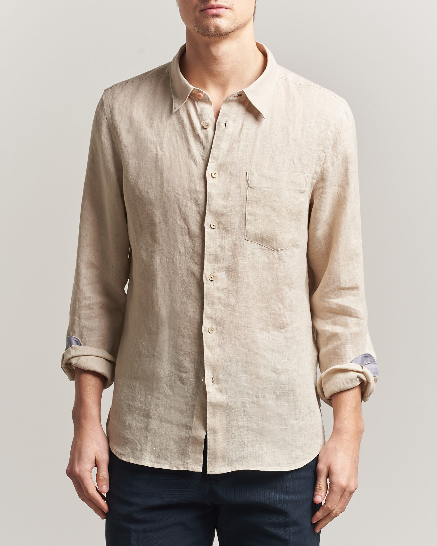 Hombres | Camisas | PS Paul Smith | Tailored Fit Linen Shirt Beige