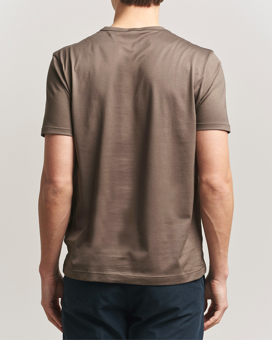 Hombres | Camisetas | Sunspel | Crew Neck Q82 Cotton T-Shirt Dark Cedar