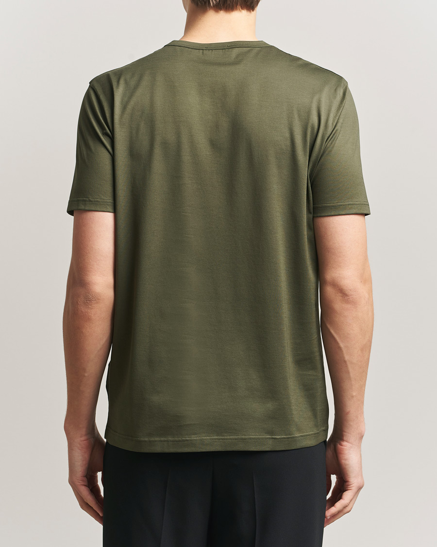 Hombres | Camisetas | Sunspel | Crew Neck Q82 Cotton T-Shirt Deep Olive