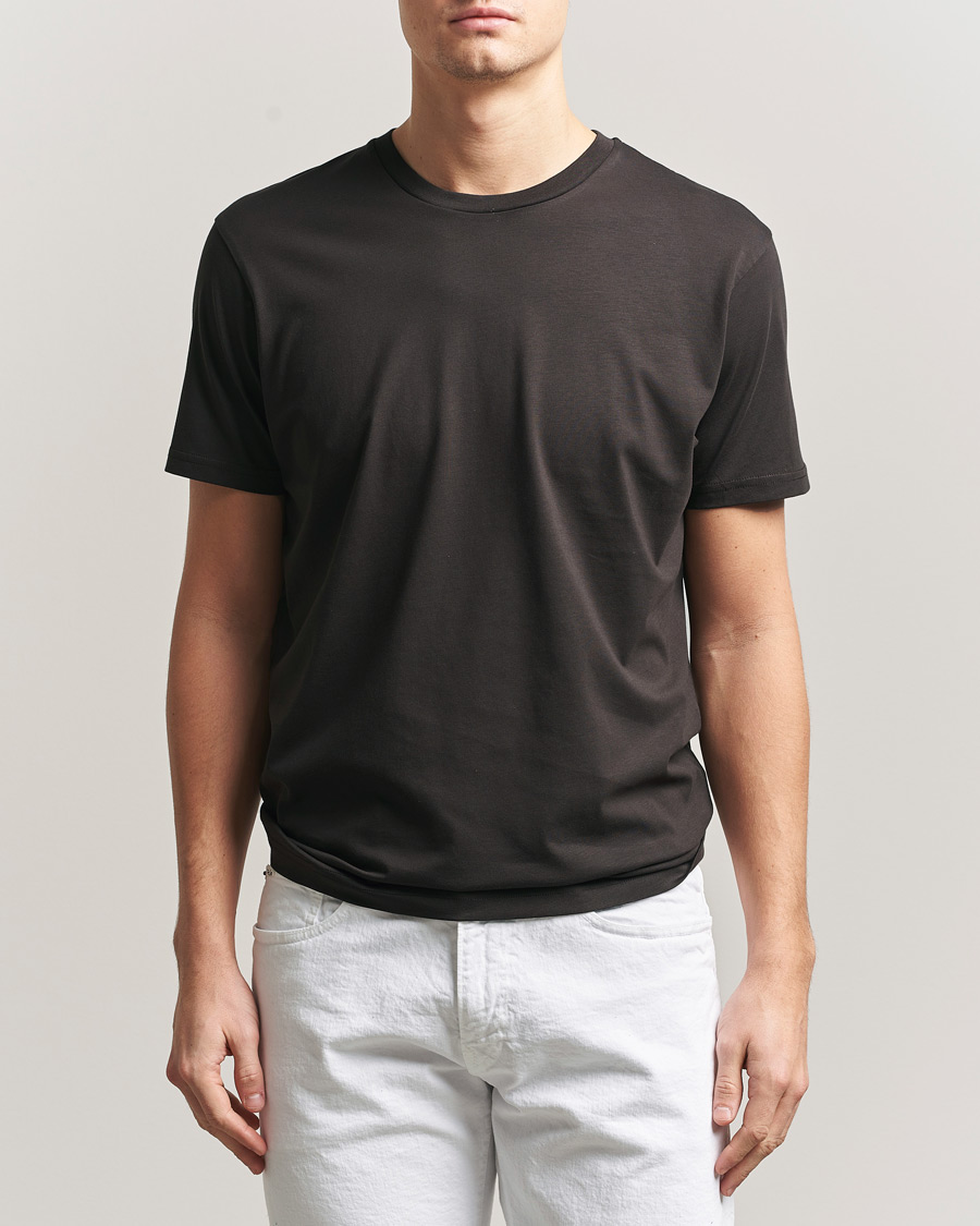 Hombres | Camisetas | Sunspel | Riviera Midweight T-Shirt Dark Chocolate