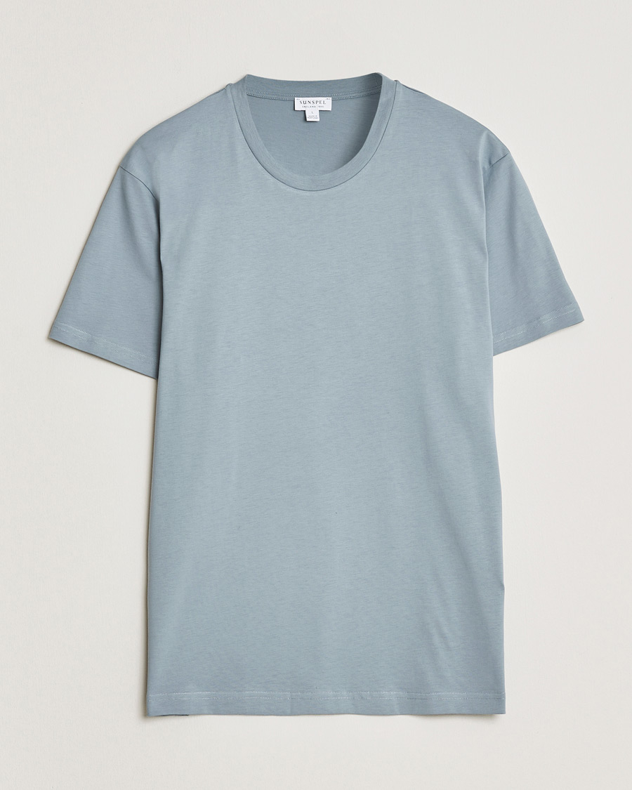 Hombres | Camisetas | Sunspel | Riviera Midweight T-Shirt Stone Blue