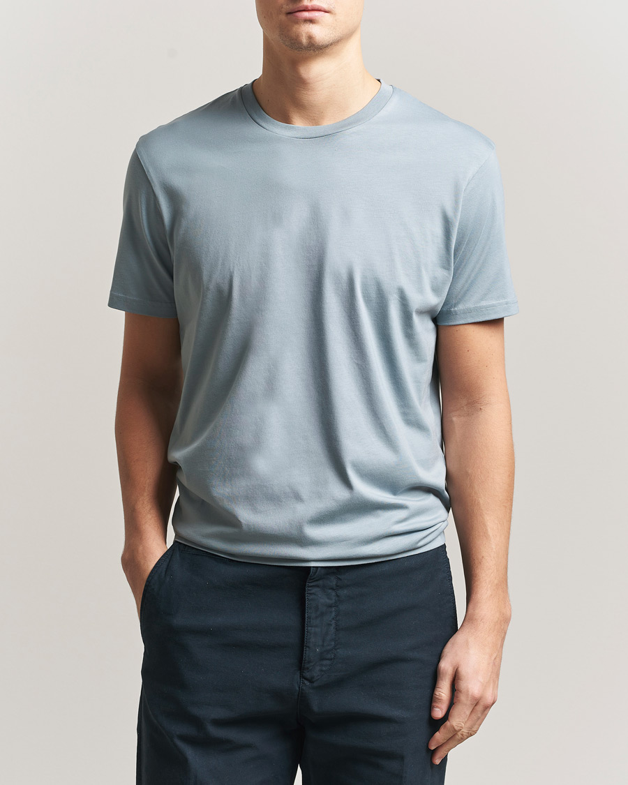 Hombres | Camisetas | Sunspel | Riviera Midweight T-Shirt Stone Blue
